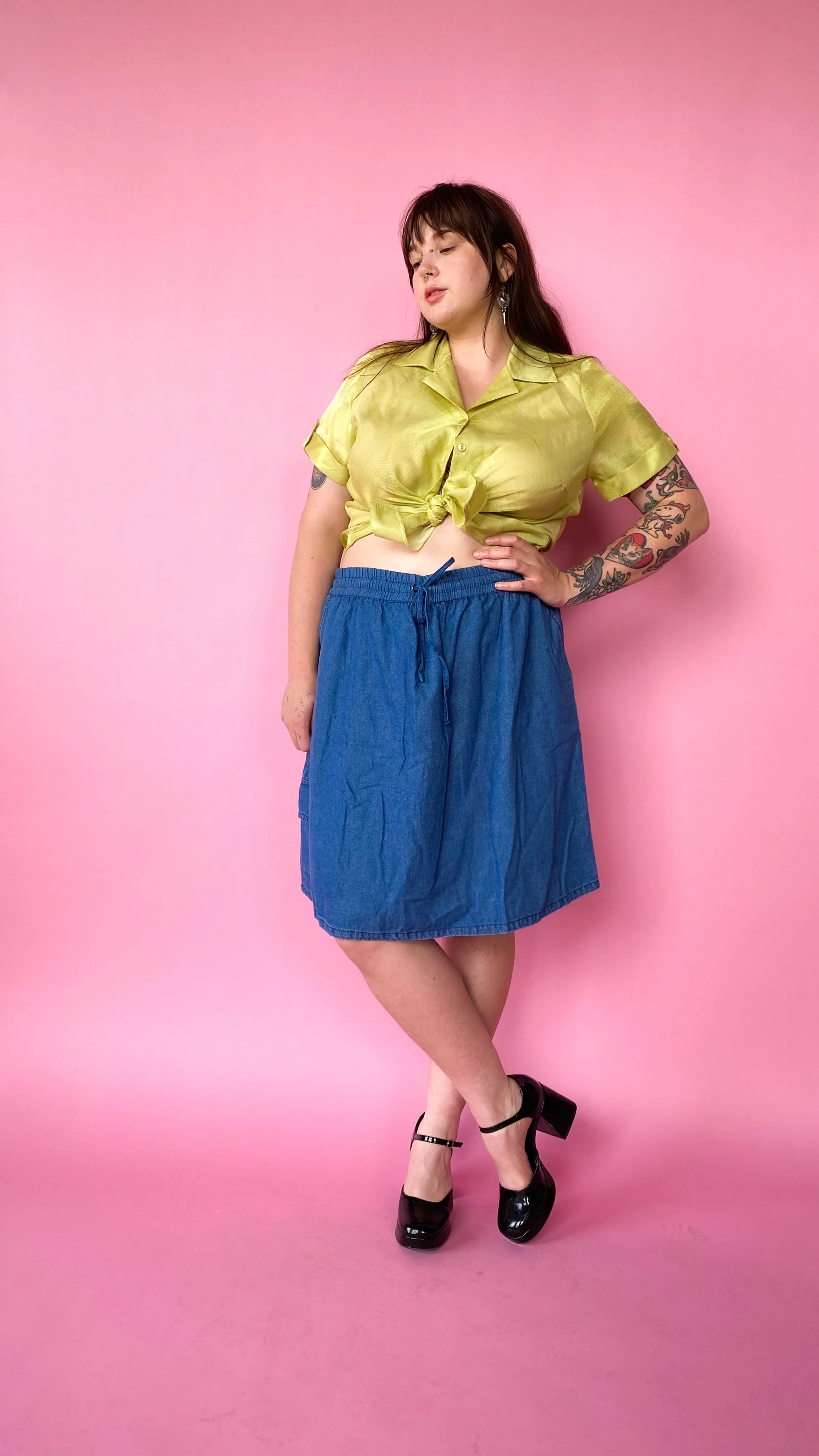 1990s Blue Denim Skort, sz. 3X