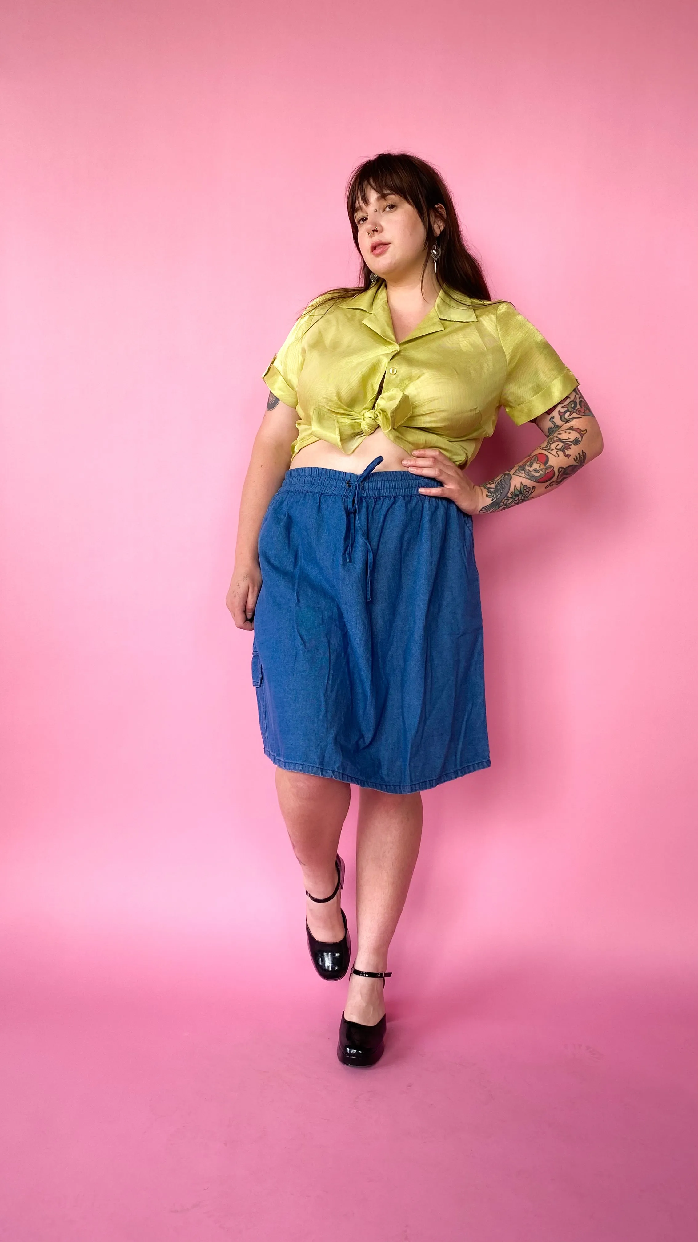 1990s Blue Denim Skort, sz. 3X