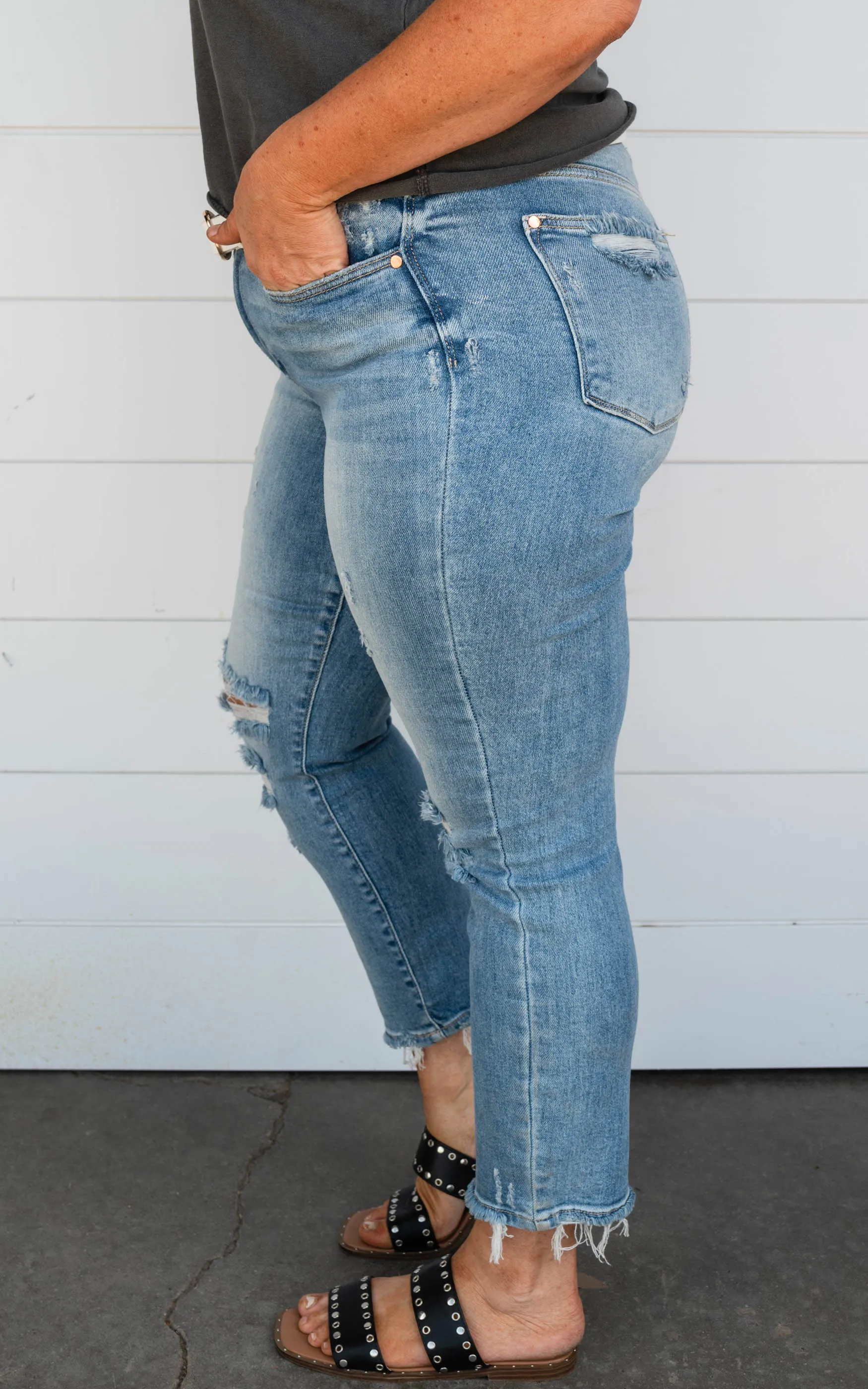 90's Hi Rise Slim Straight Leg Jeans- Judy Blue - Final Sale