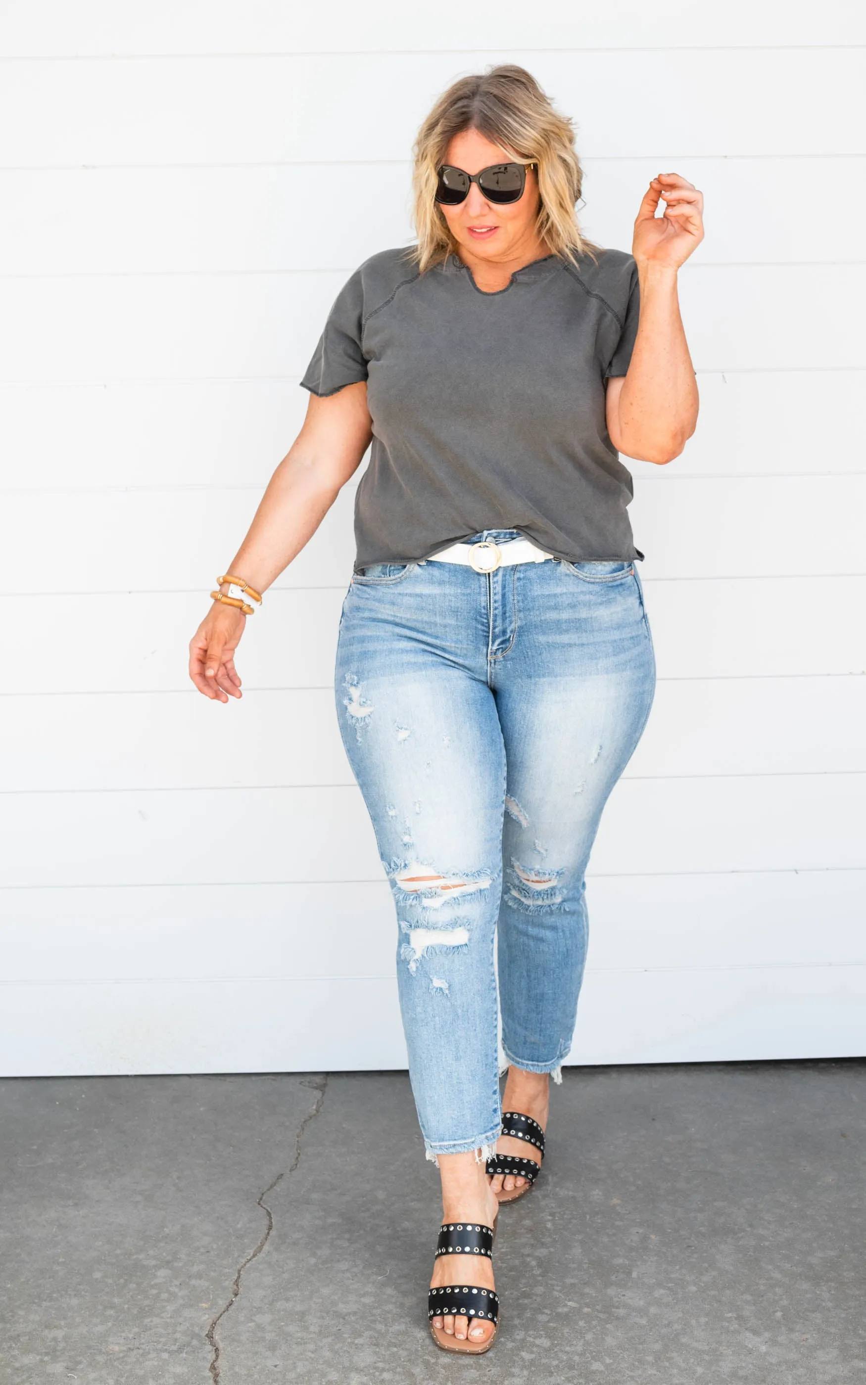 90's Hi Rise Slim Straight Leg Jeans- Judy Blue - Final Sale