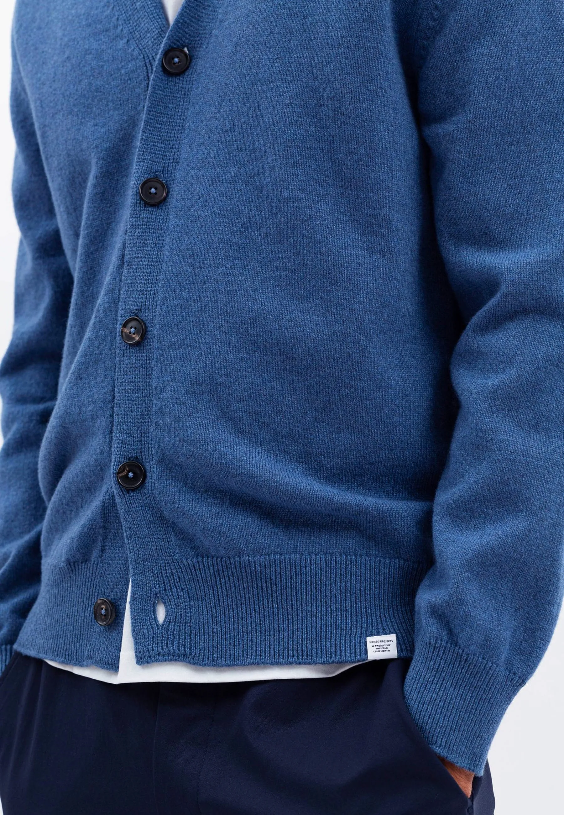 Adam Lambswool Cardigan - Calcite Blue