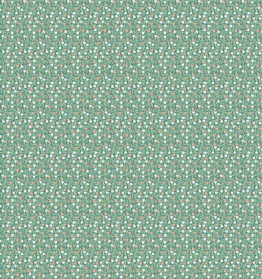 Aino Green Tiny Tulip Wallpaper  | Brewster Wallcovering