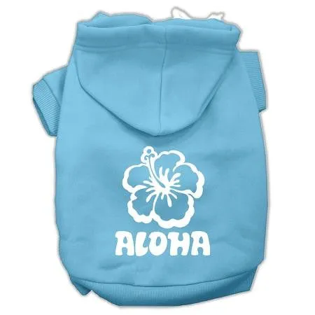 Aloha Flower Screen Print Pet Hoodies Baby Blue Size XL (16)