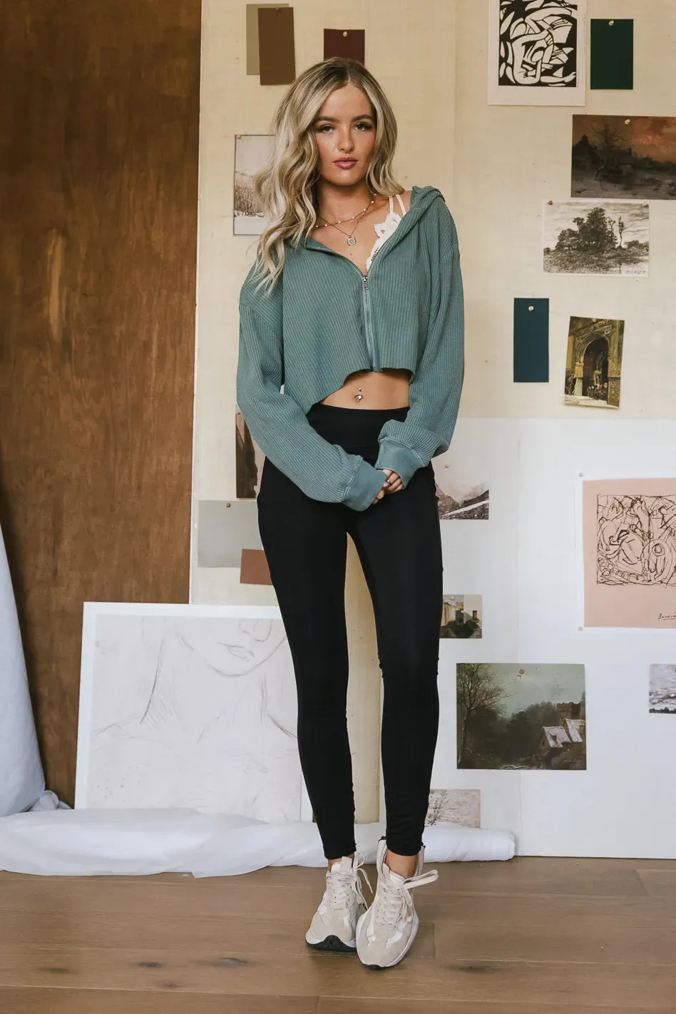 Anna Zip Up in Sage