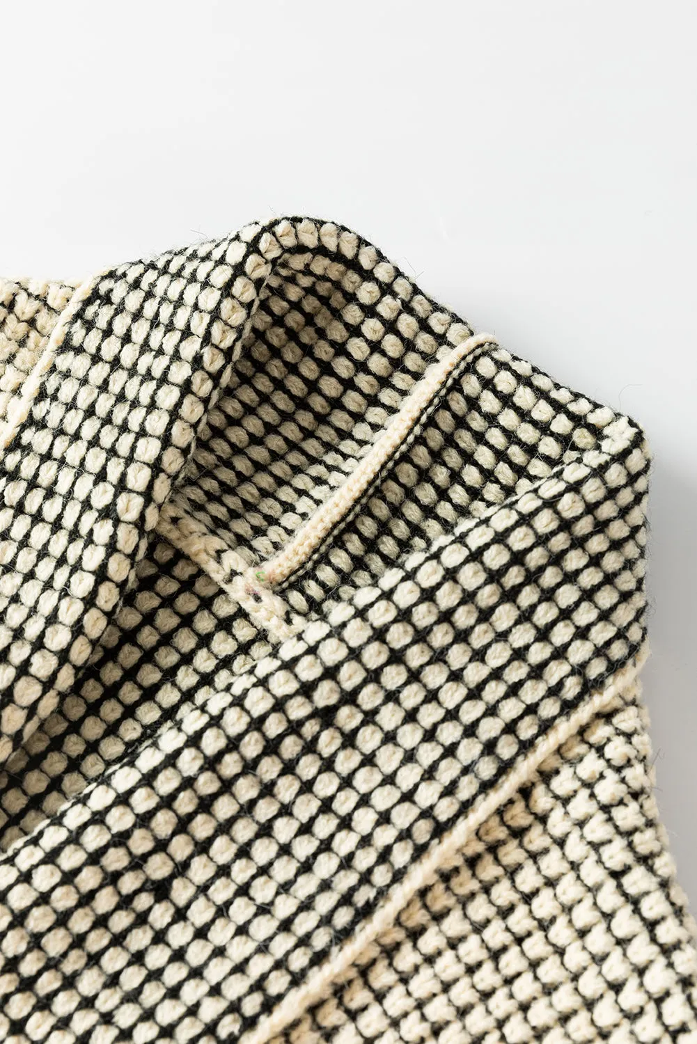 Cozy Apricot Plaid Open Front Cardigan with Contrast Trim