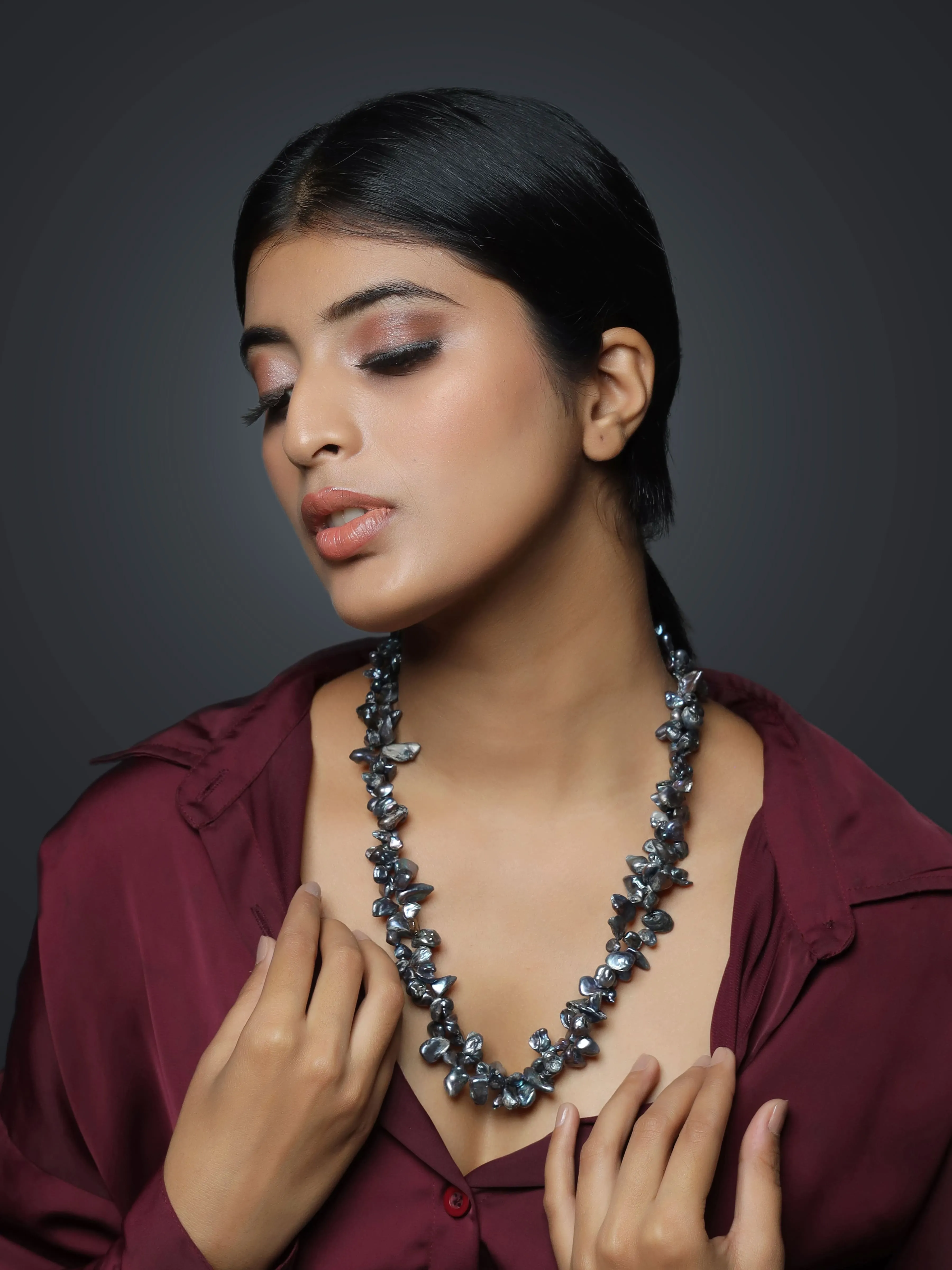 Arabella Midnight Blue Fresh Water Pearl Necklace
