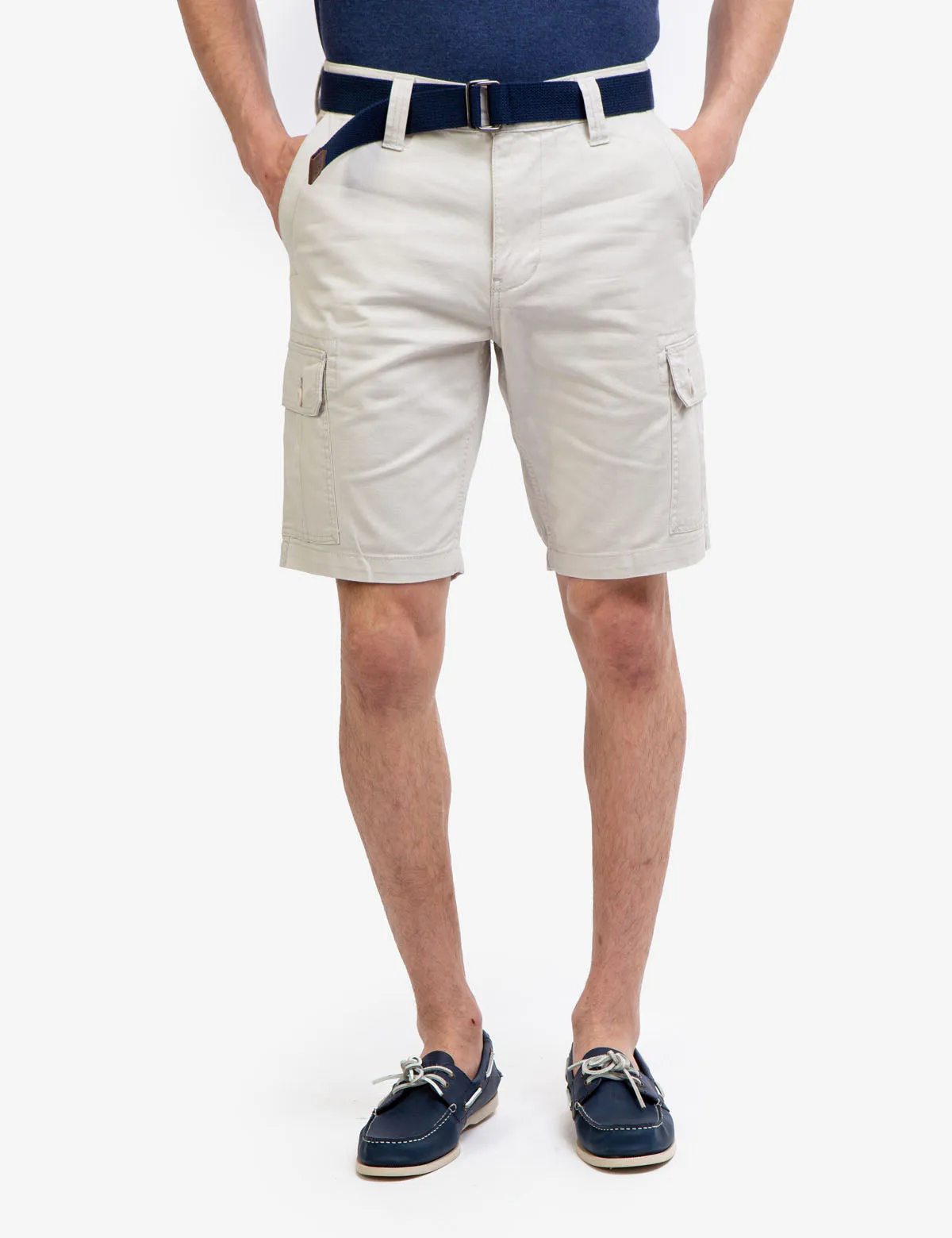 BELTED TWILL CARGO SHORTS