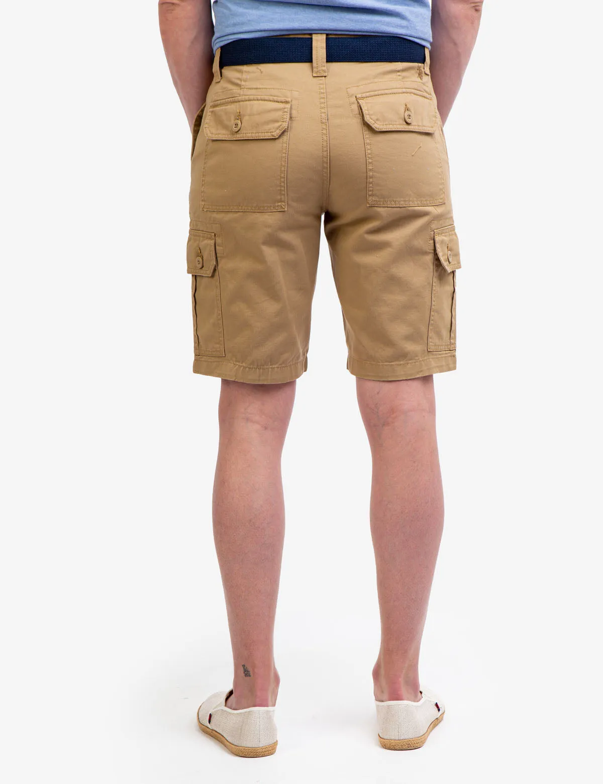BELTED TWILL CARGO SHORTS