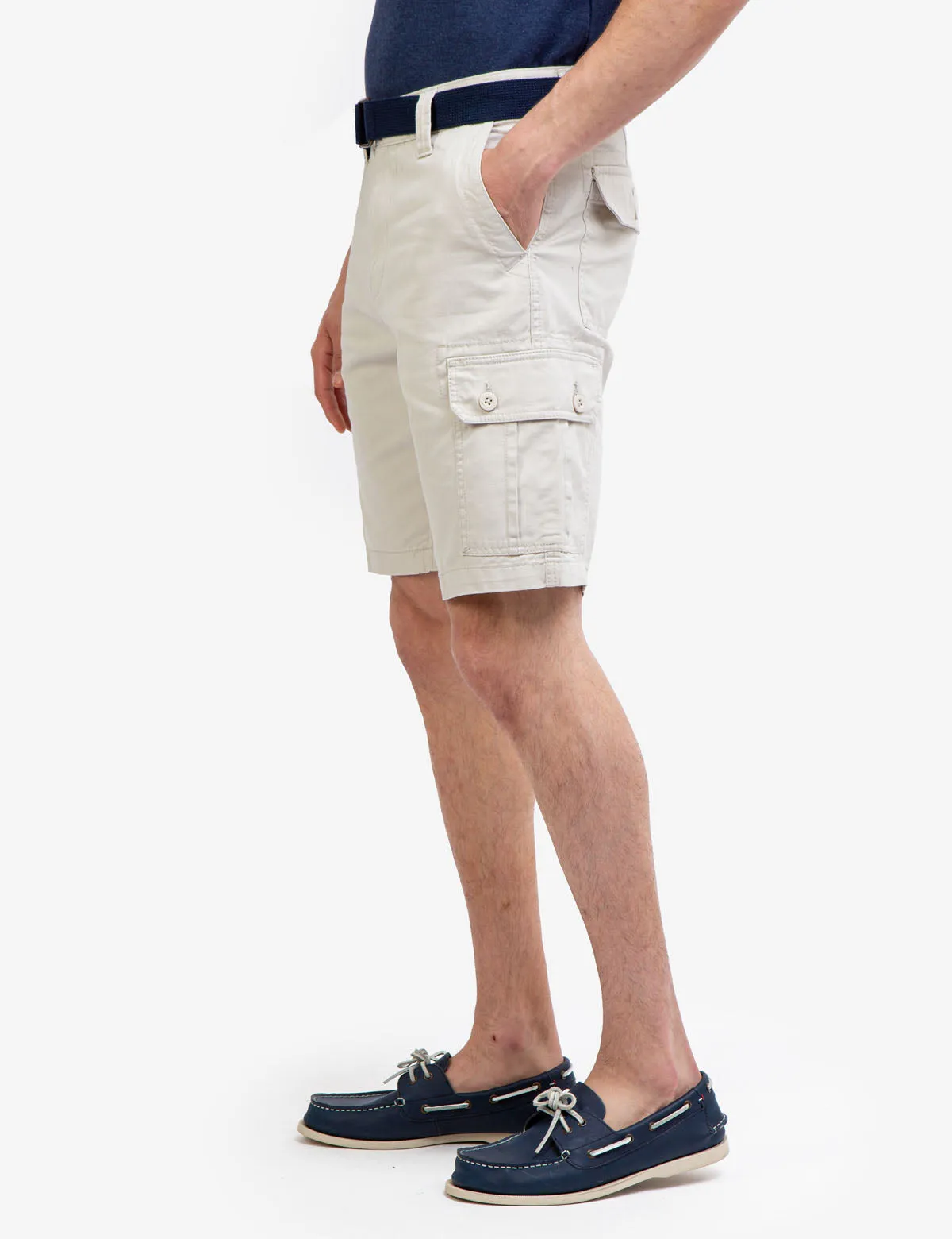BELTED TWILL CARGO SHORTS