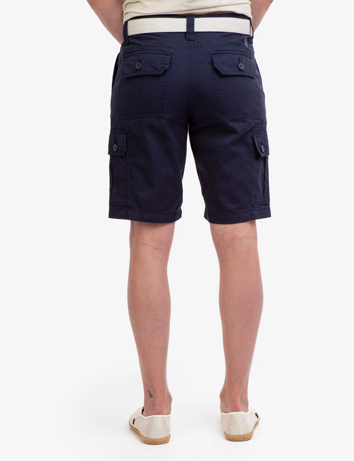 BELTED TWILL CARGO SHORTS