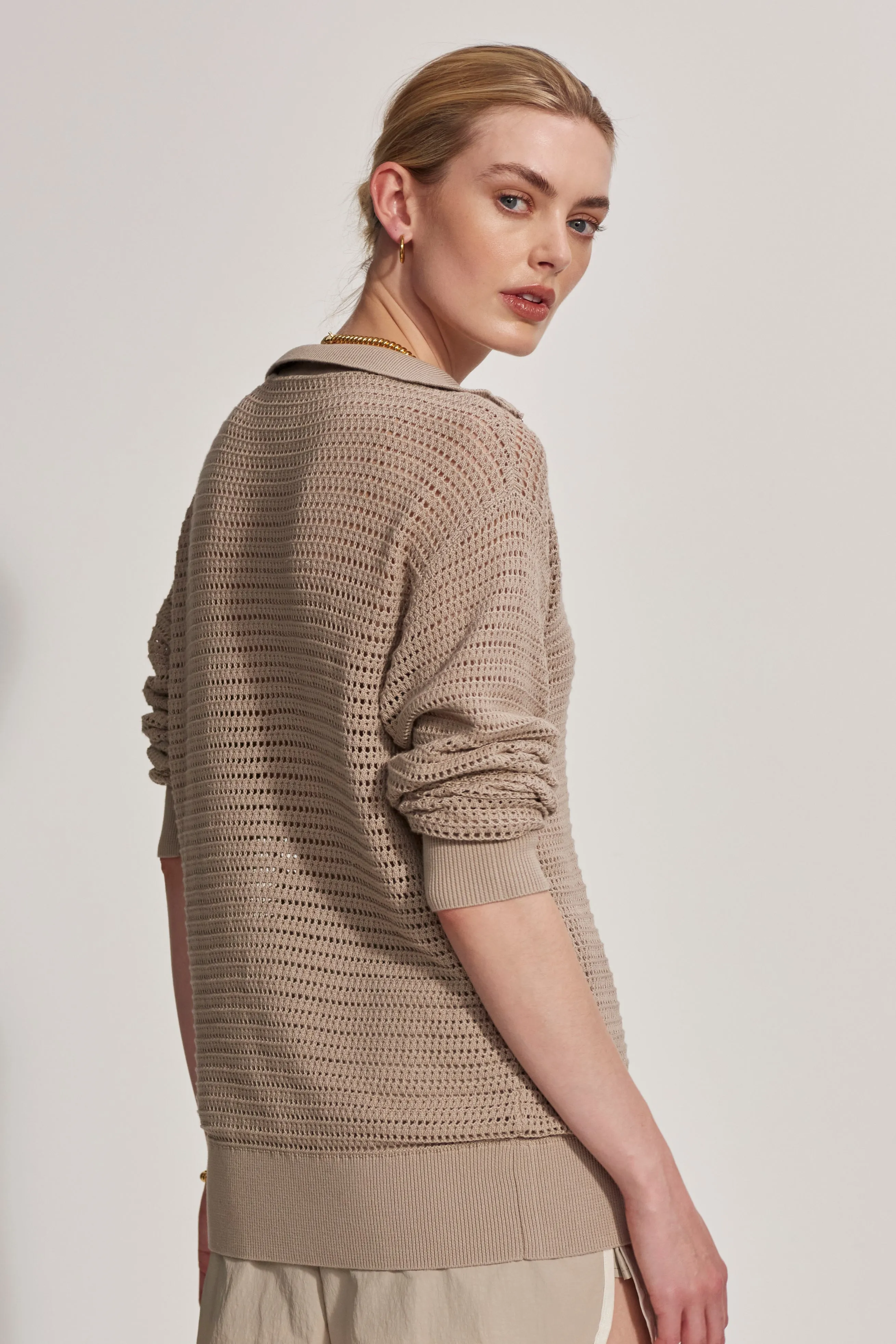 BILLIE HALF ZIP KNIT CASHMERE STONE