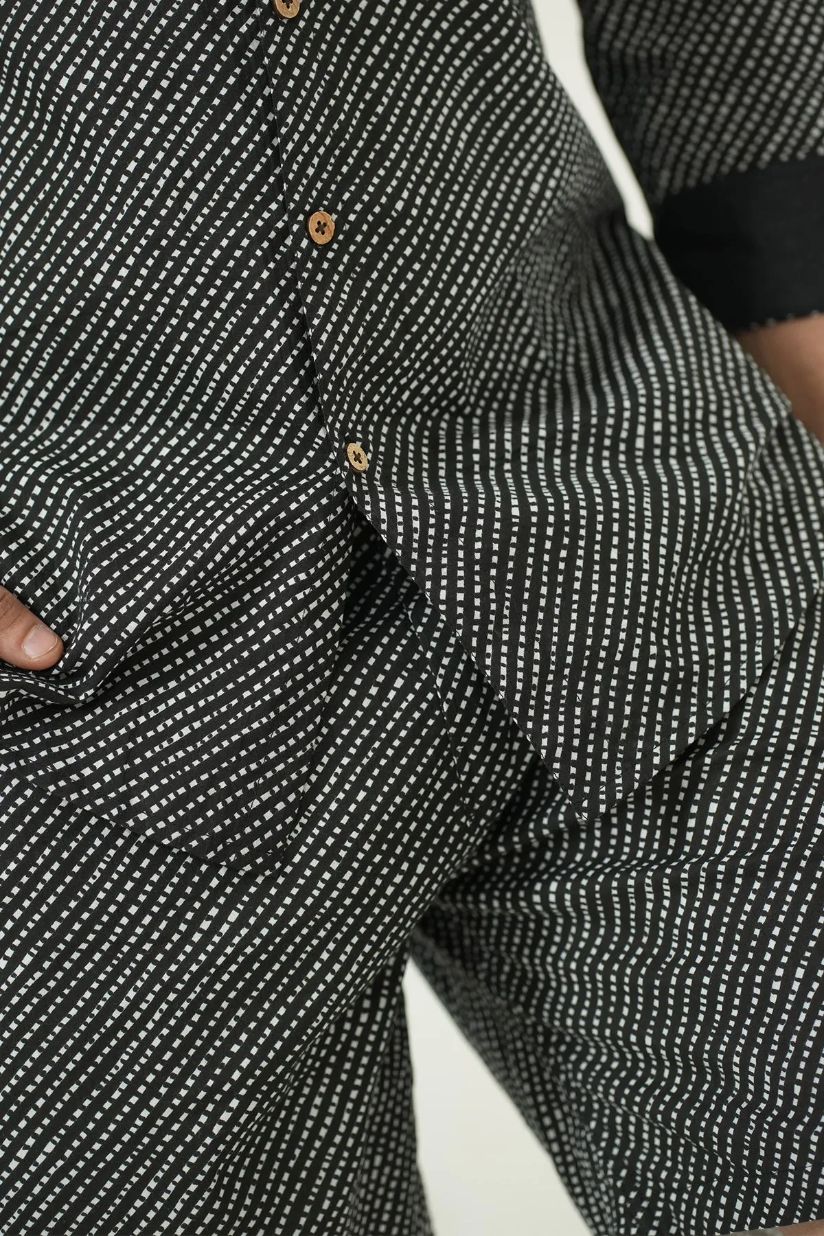 Black Shorts Diagonal Stripes Print, Only shorts Part of Coord Set  | Style Matters