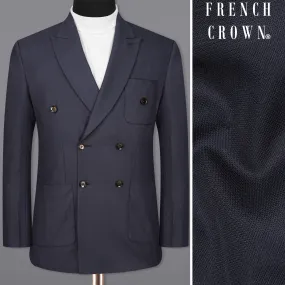 Bleached Cedar Navy Blue Double Breasted Sports Blazer