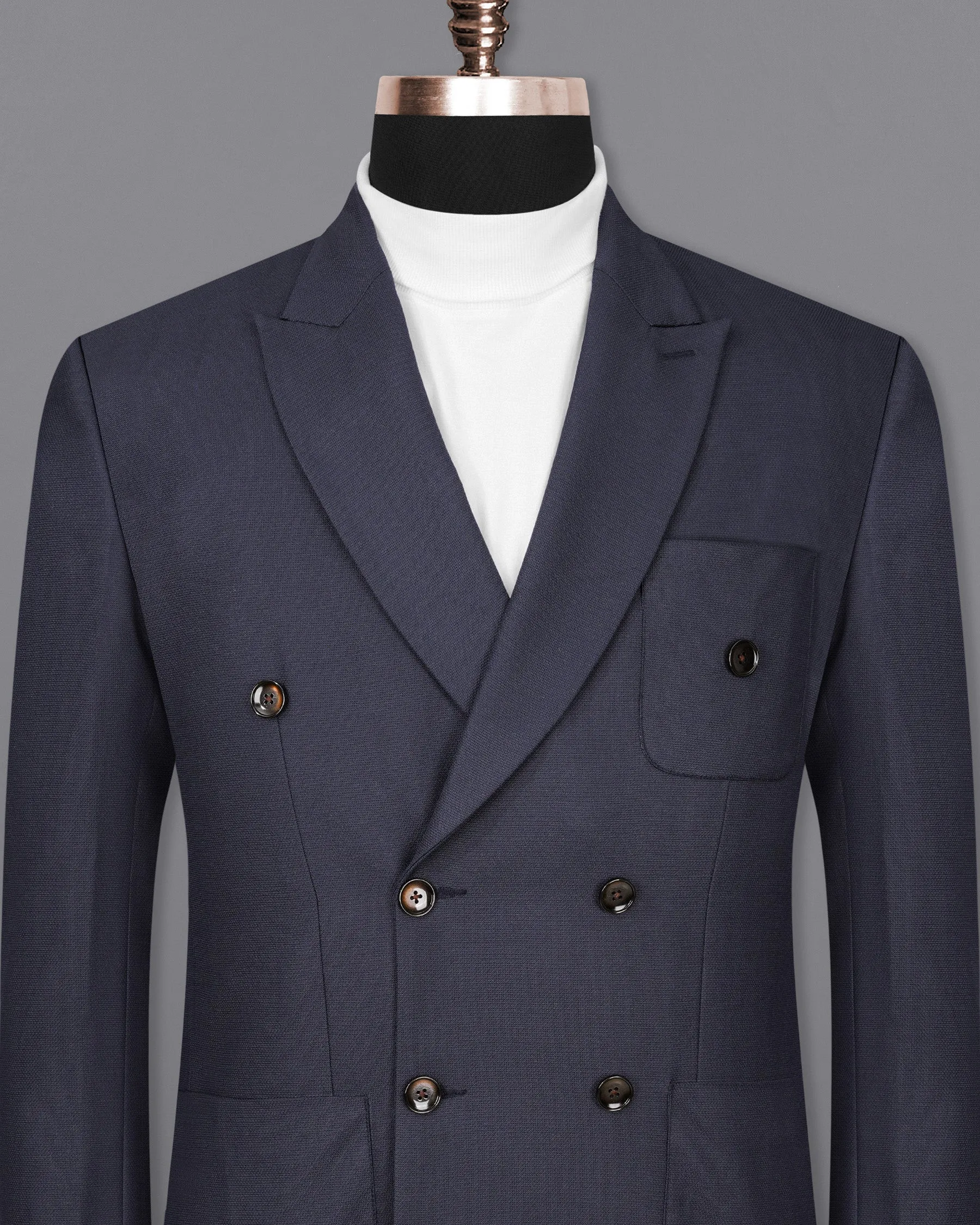 Bleached Cedar Navy Blue Double Breasted Sports Blazer
