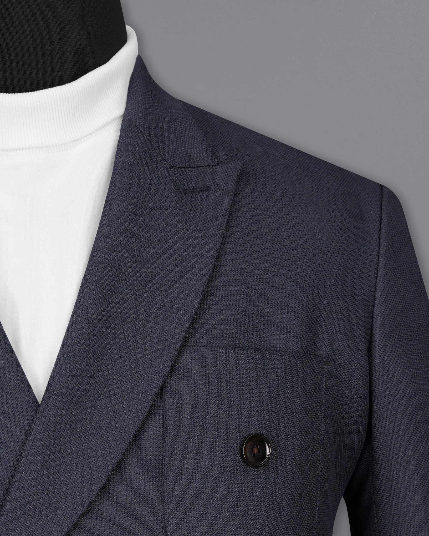Bleached Cedar Navy Blue Double Breasted Sports Blazer