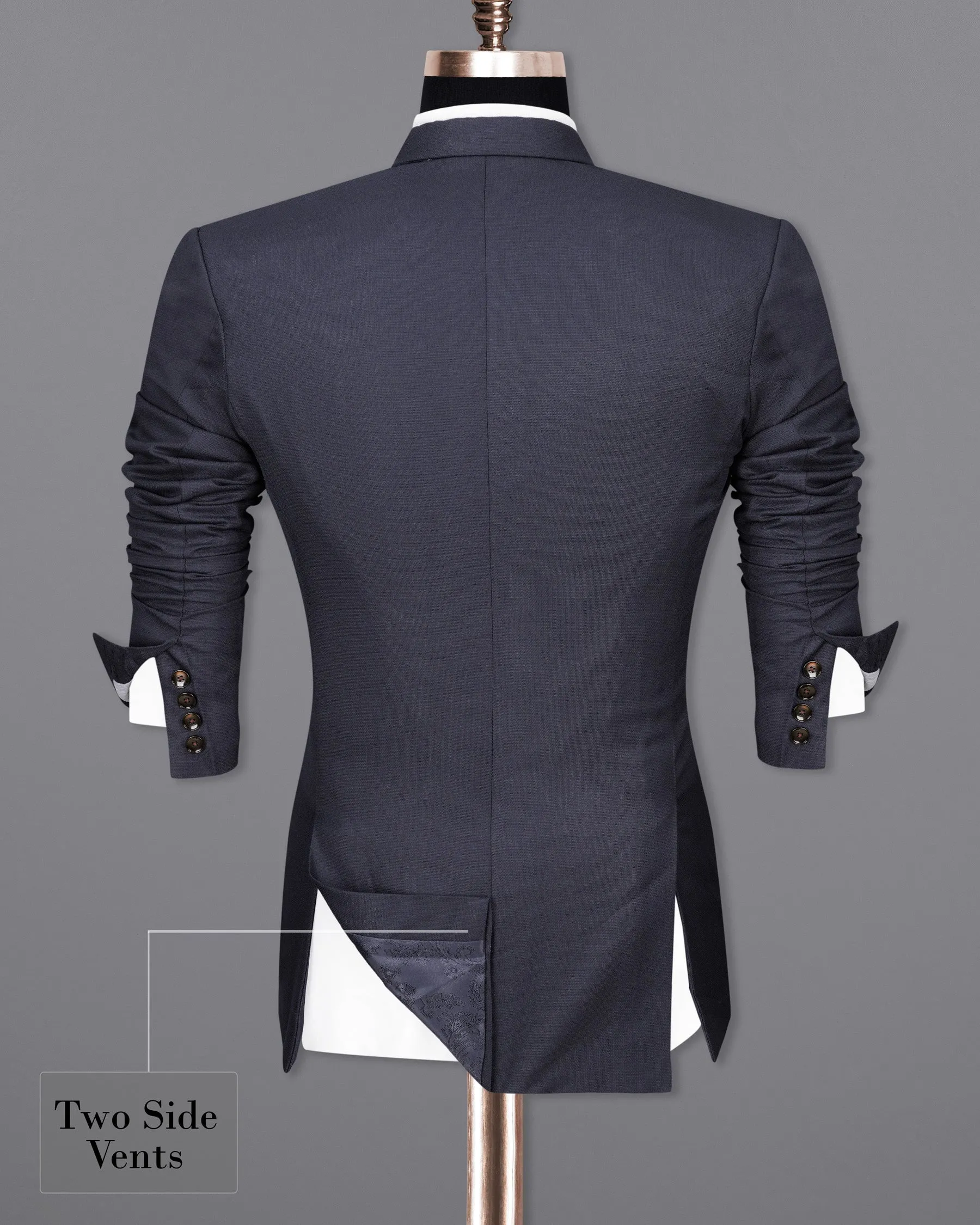 Bleached Cedar Navy Blue Double Breasted Sports Blazer