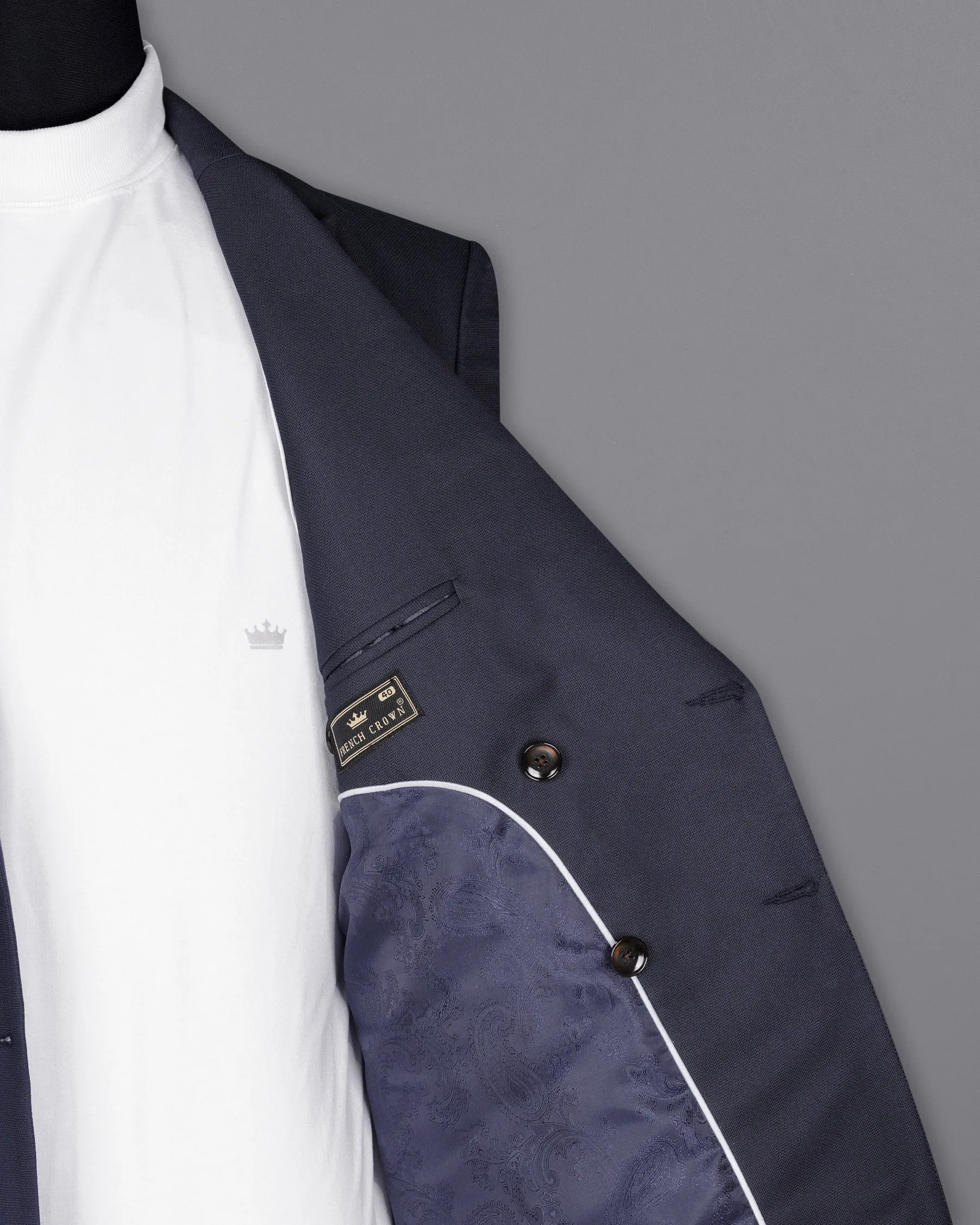 Bleached Cedar Navy Blue Double Breasted Sports Blazer