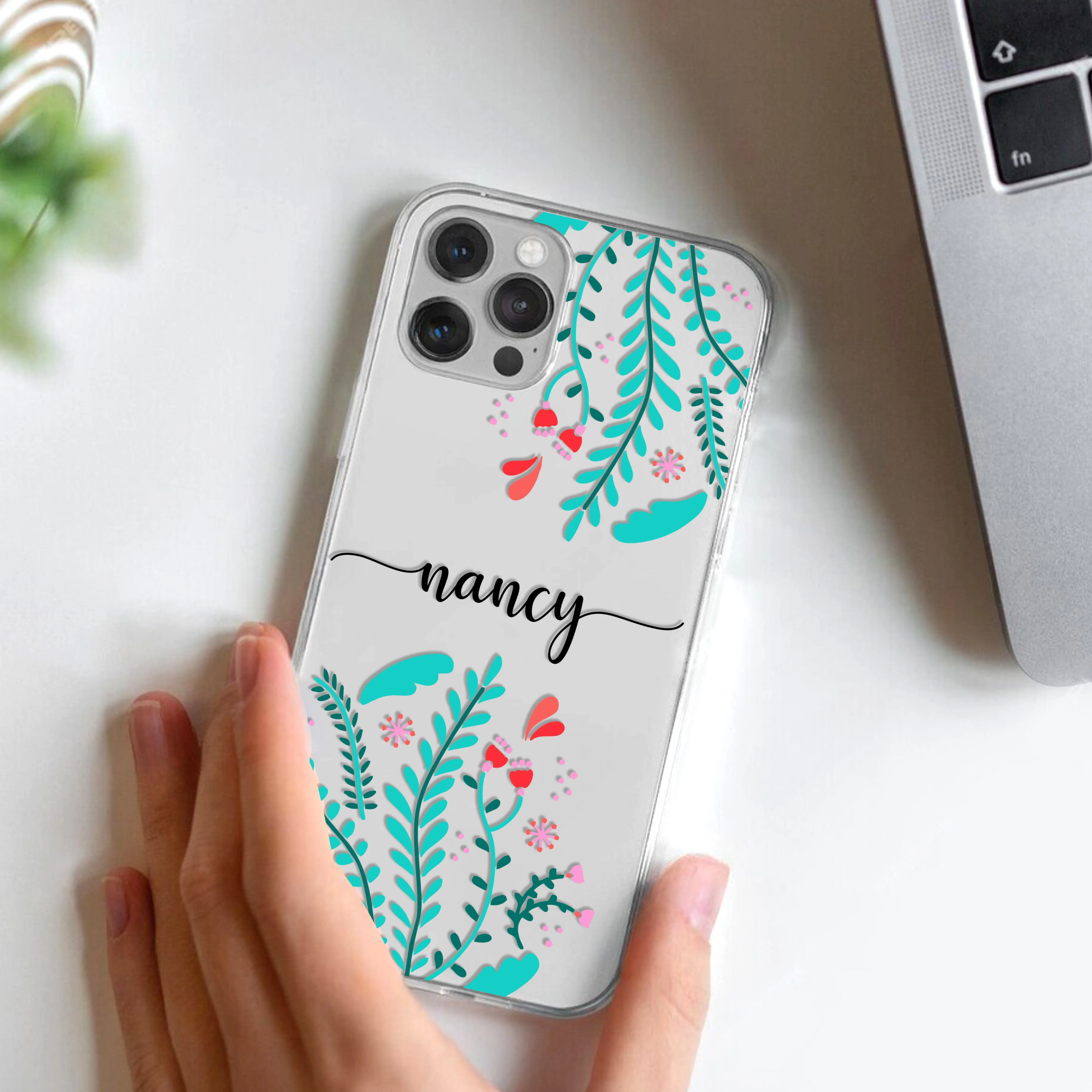 Blue Floral Customize Transparent Silicon Case For Nothing