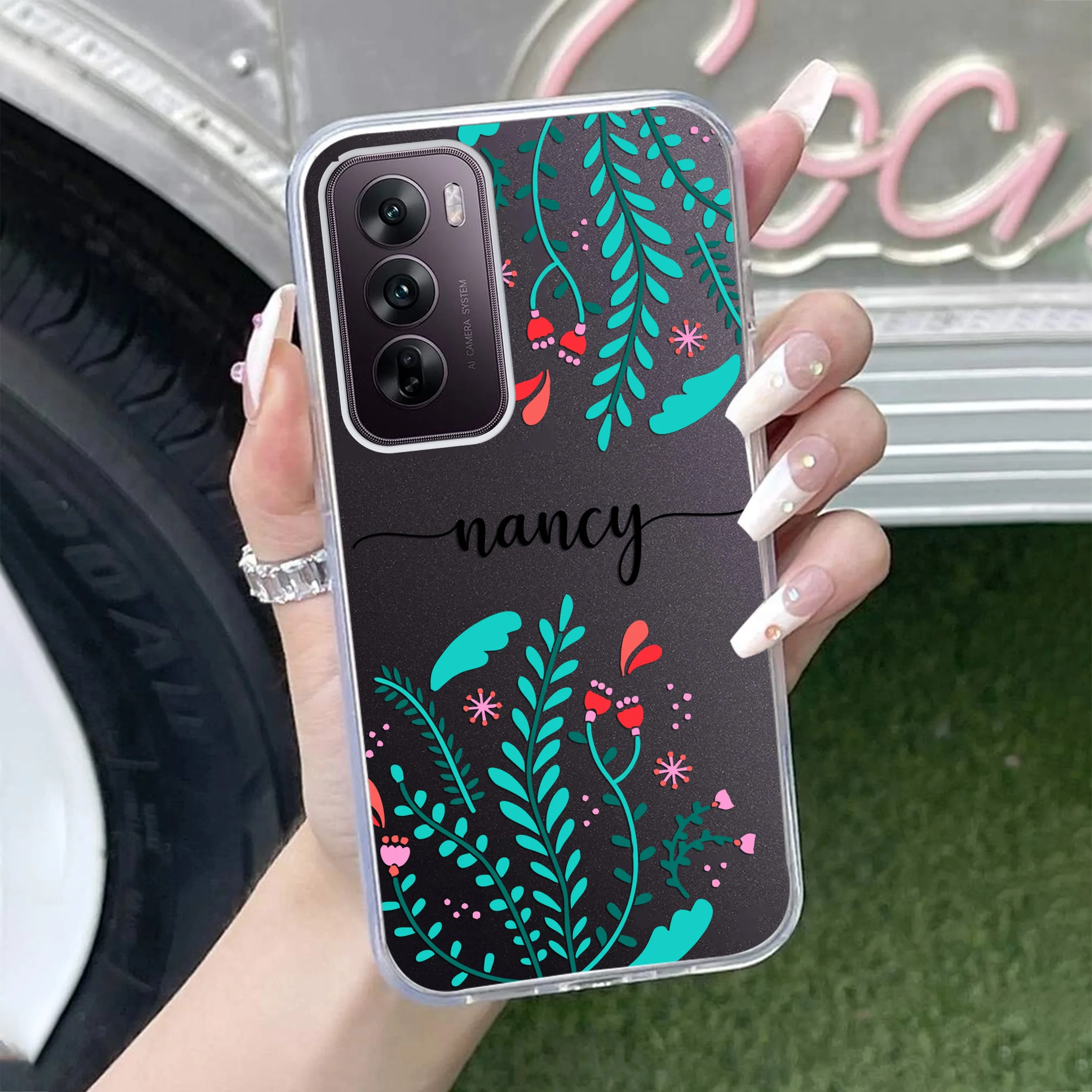 Blue Floral Customize Transparent Silicon Case For Oppo