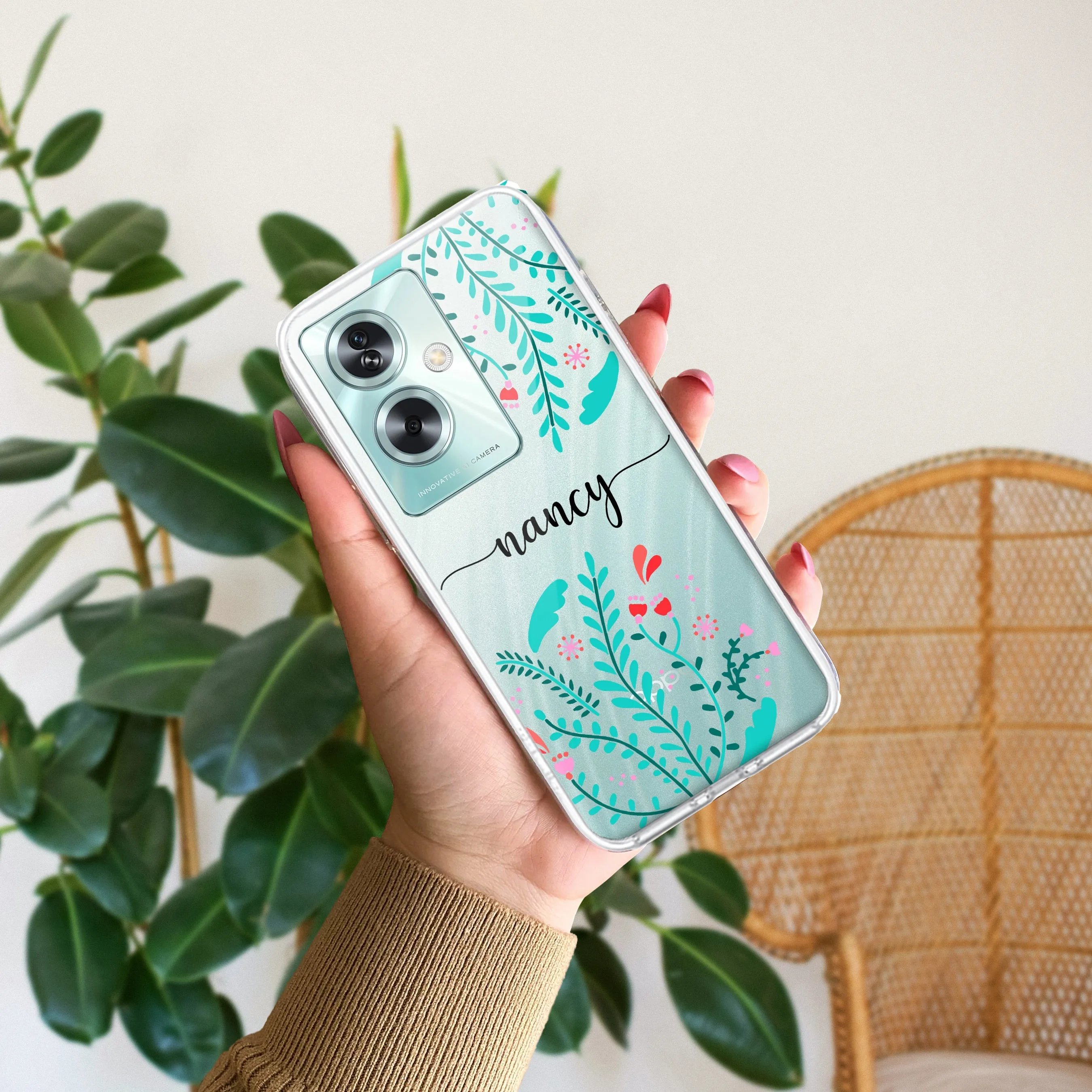 Blue Floral Customize Transparent Silicon Case For Oppo