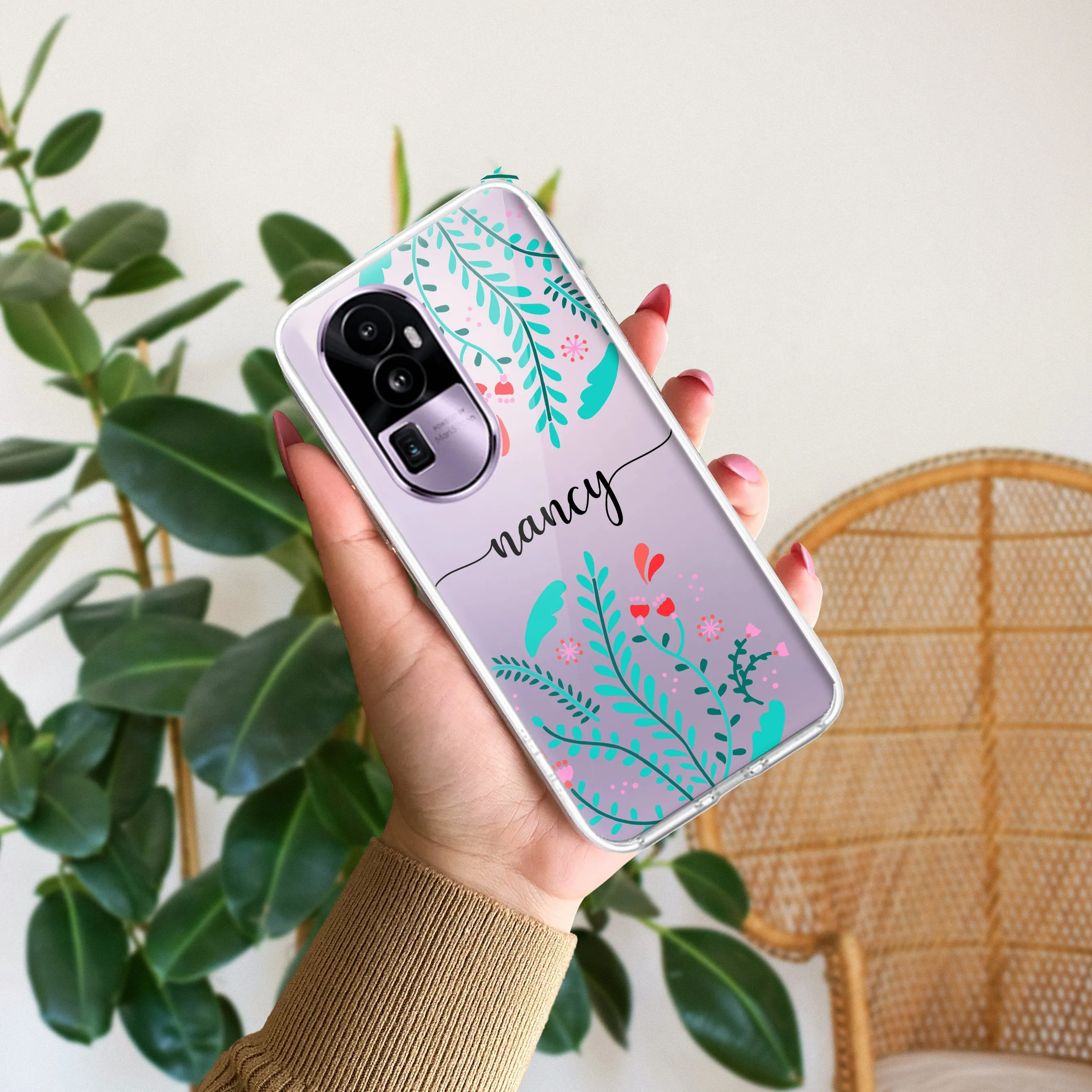 Blue Floral Customize Transparent Silicon Case For Oppo