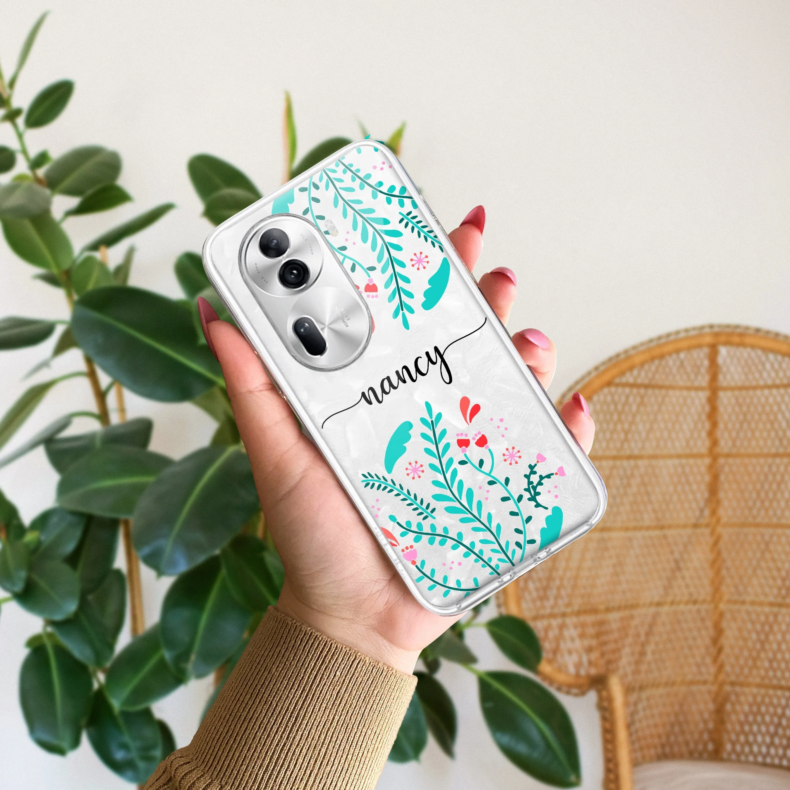 Blue Floral Customize Transparent Silicon Case For Oppo