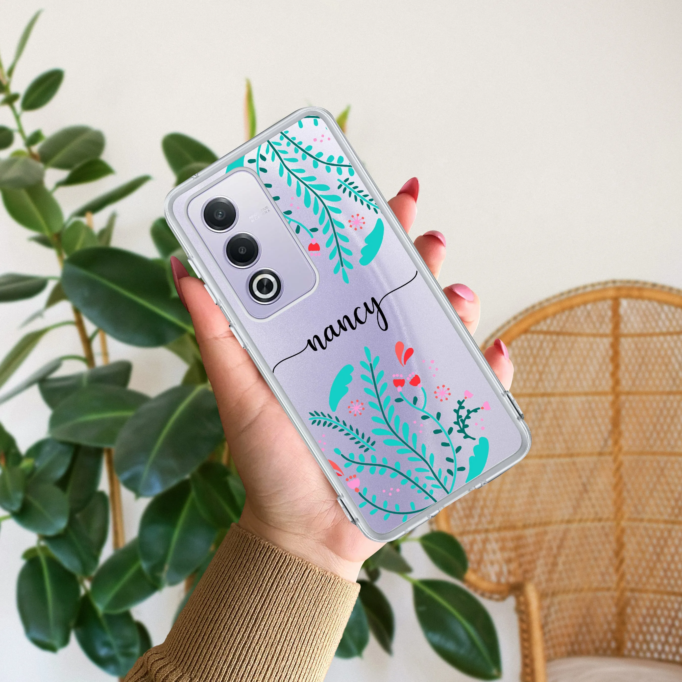 Blue Floral Customize Transparent Silicon Case For Oppo