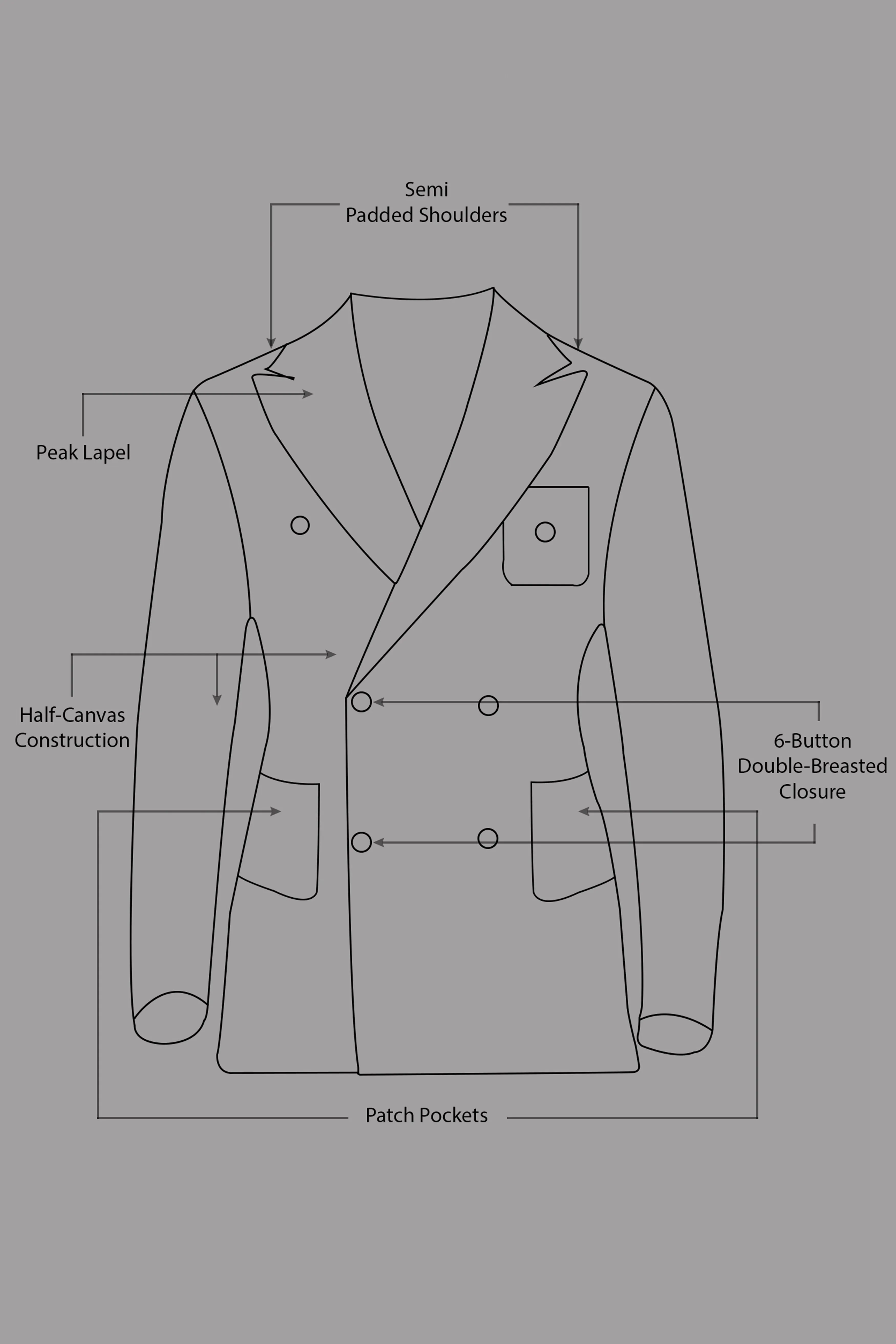 Boulder Gray Checkered Wool Rich Double Breasted Blazer