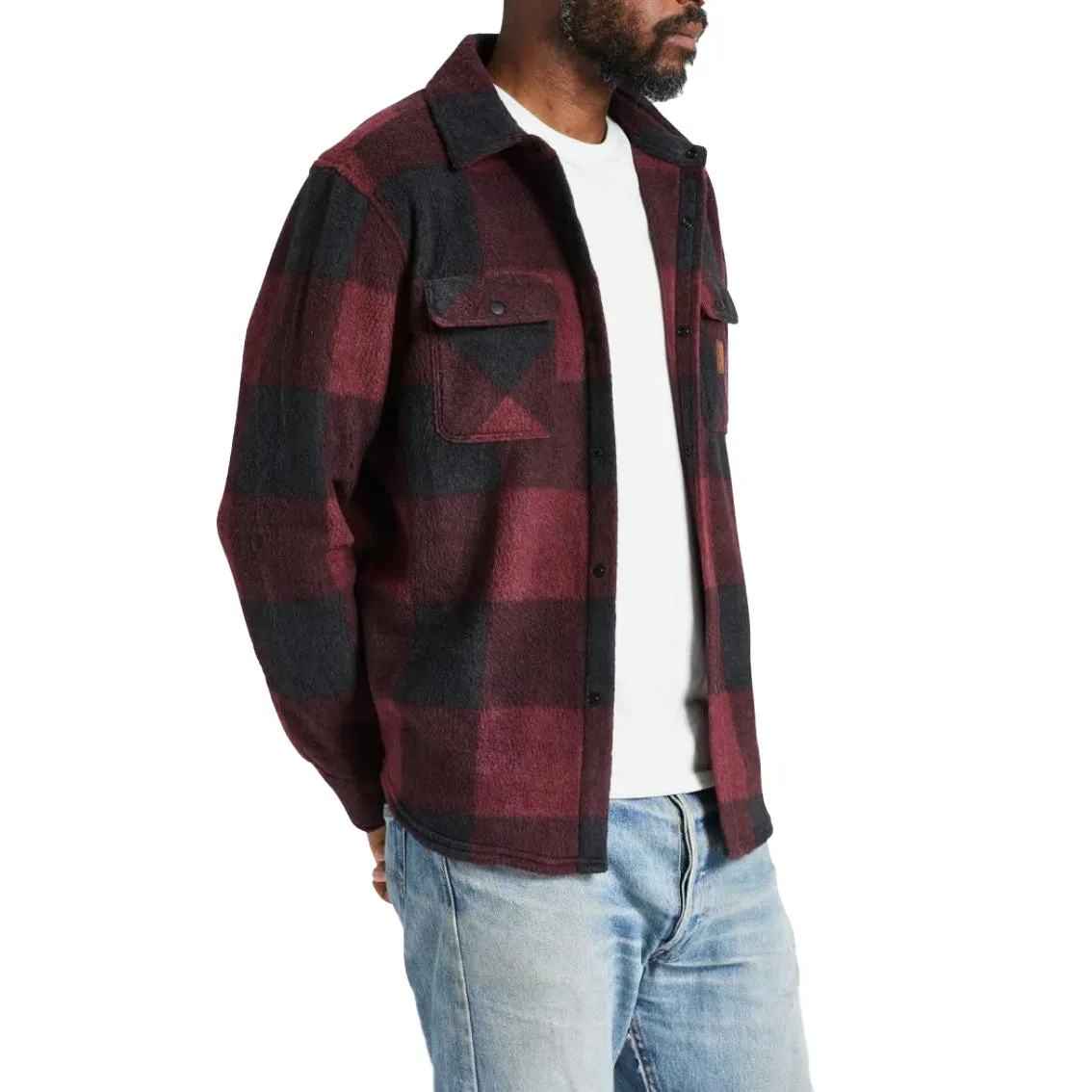 BOWERY L/S ARCTIC STRETCH FLEE DARK BURGUNDY/BLACK