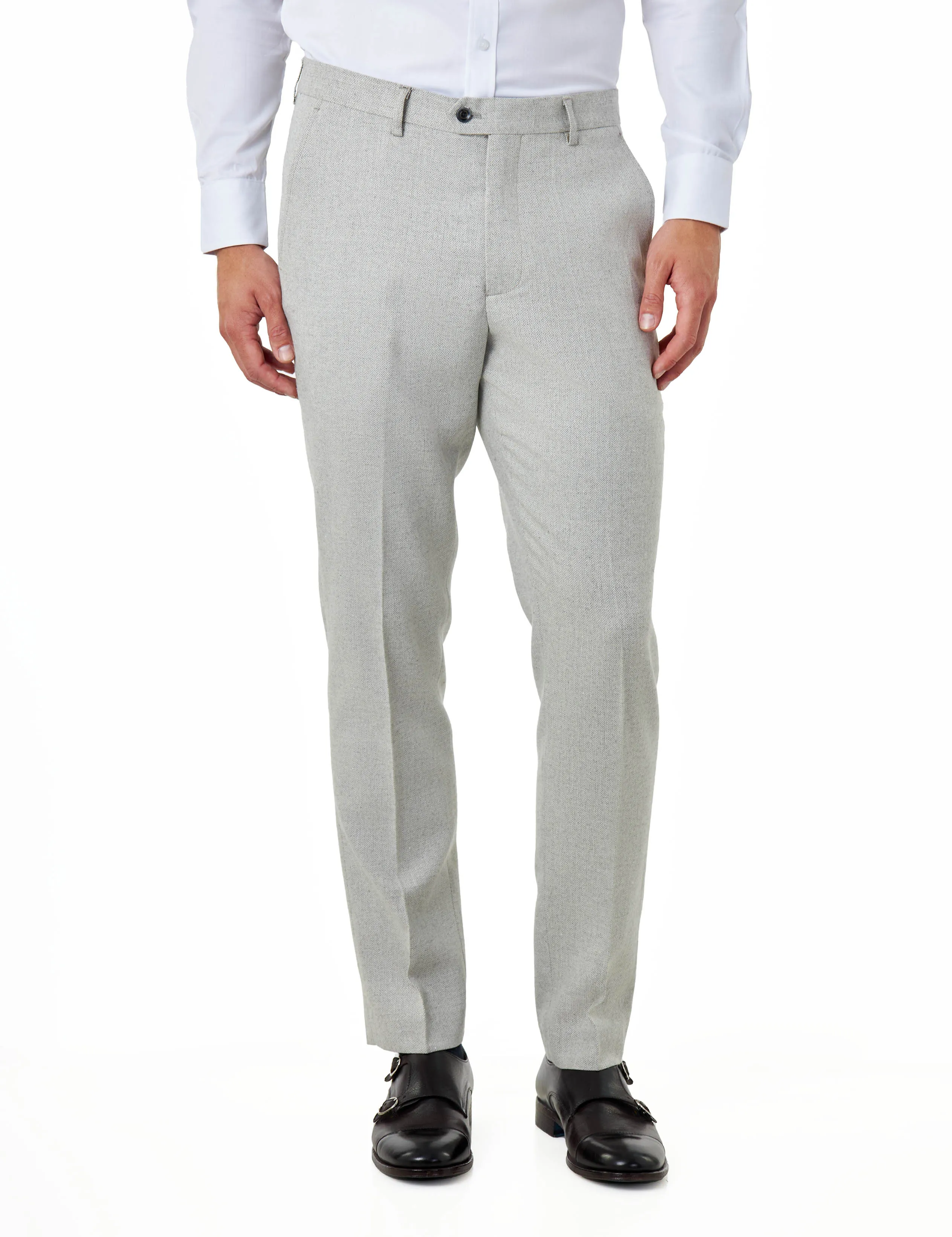 CALIX – Grey Herringbone Double Breasted Tailored Suit