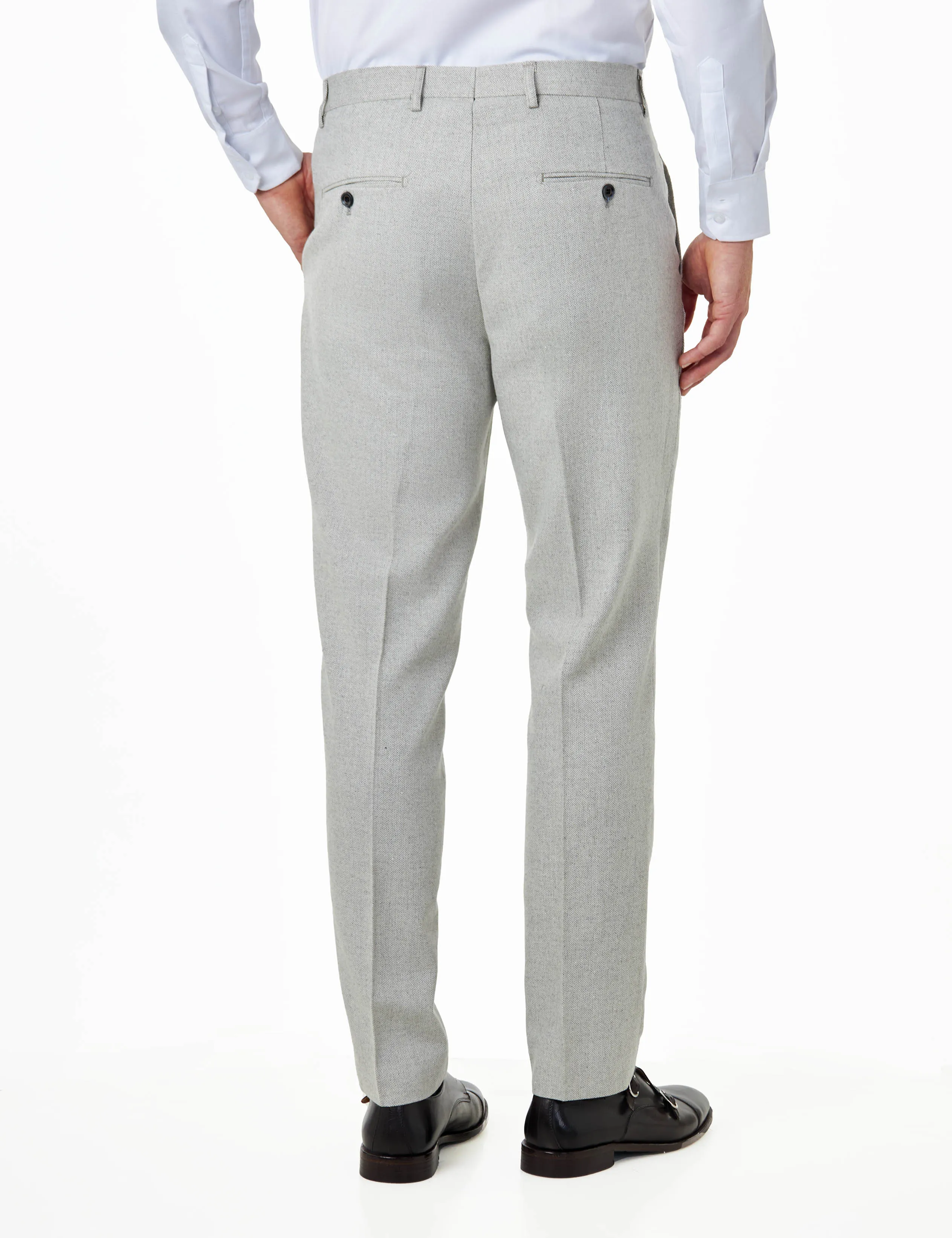 CALIX – Grey Herringbone Double Breasted Tailored Suit