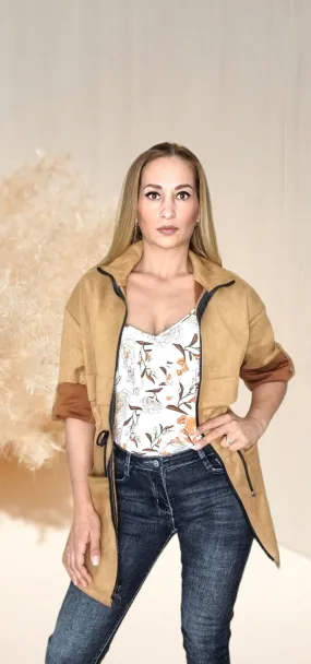 Chaqueta Efecto Ante Cremallera 3 Colores