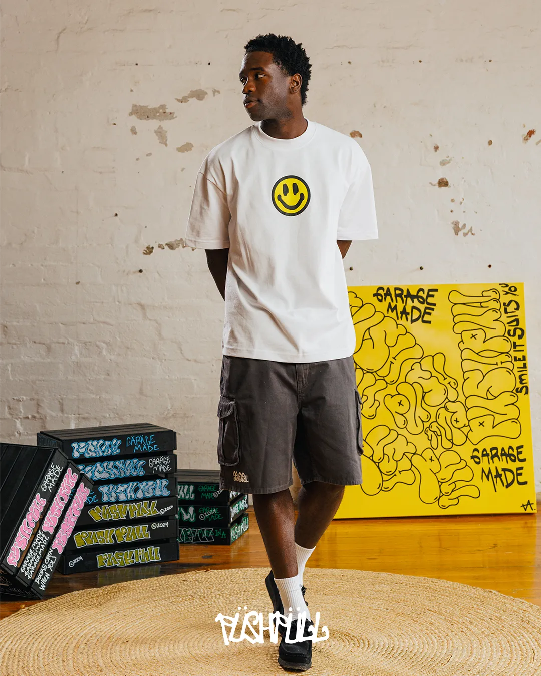 CHARCOAL ARMY CARGO SHORTS
