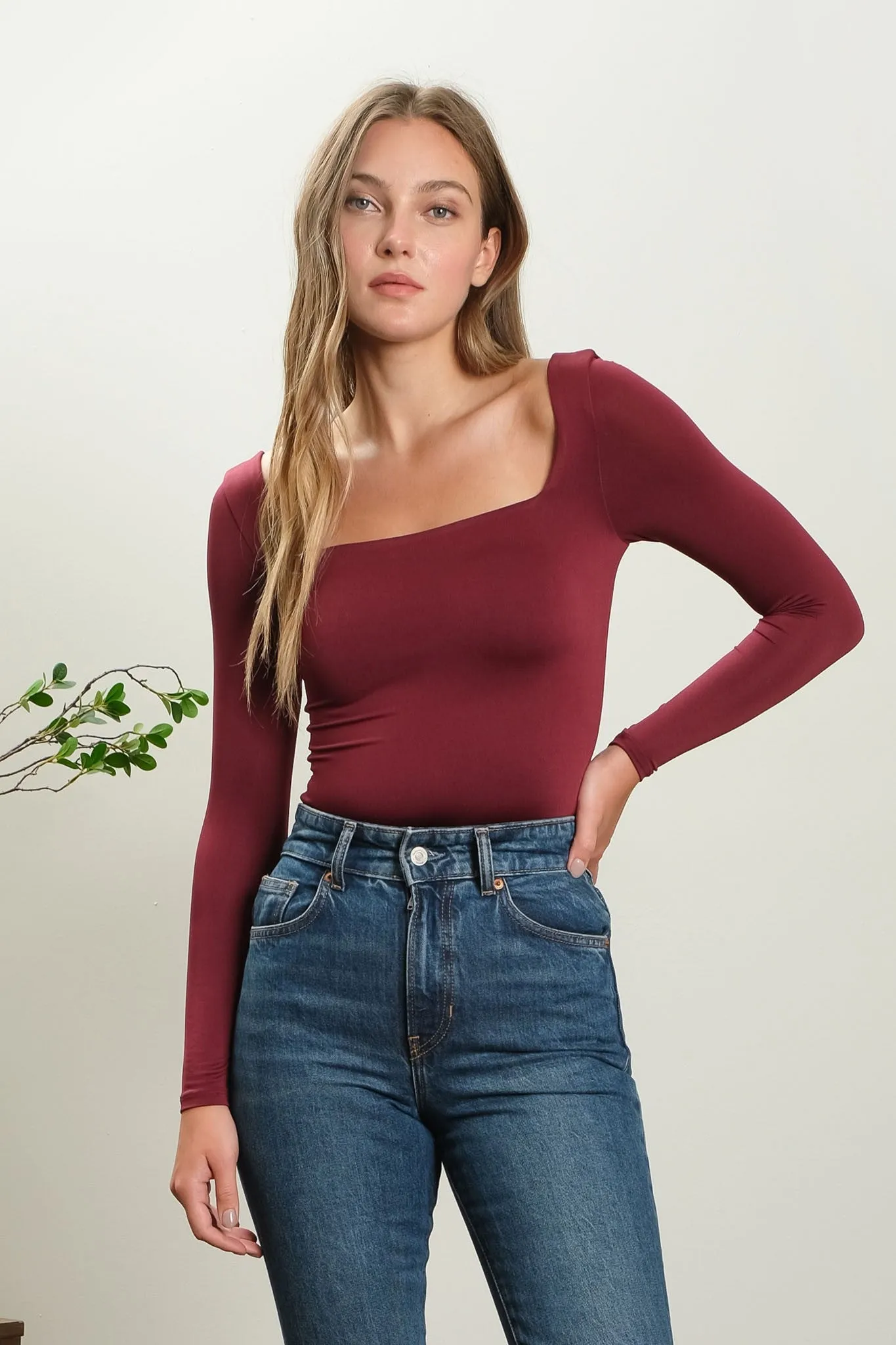 Charlotte Reversible Square Neck Long Sleeve Knit Top
