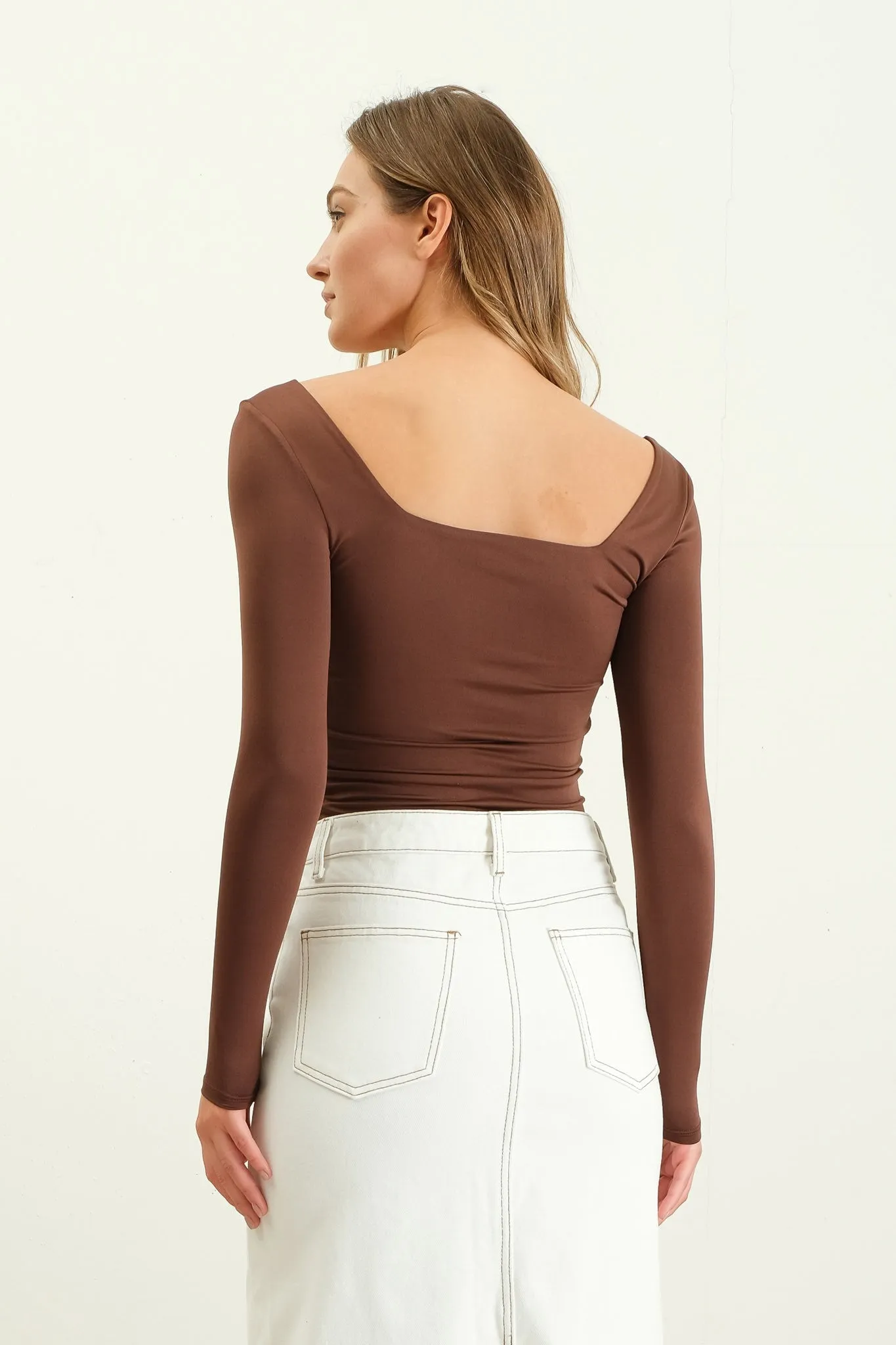 Charlotte Reversible Square Neck Long Sleeve Knit Top