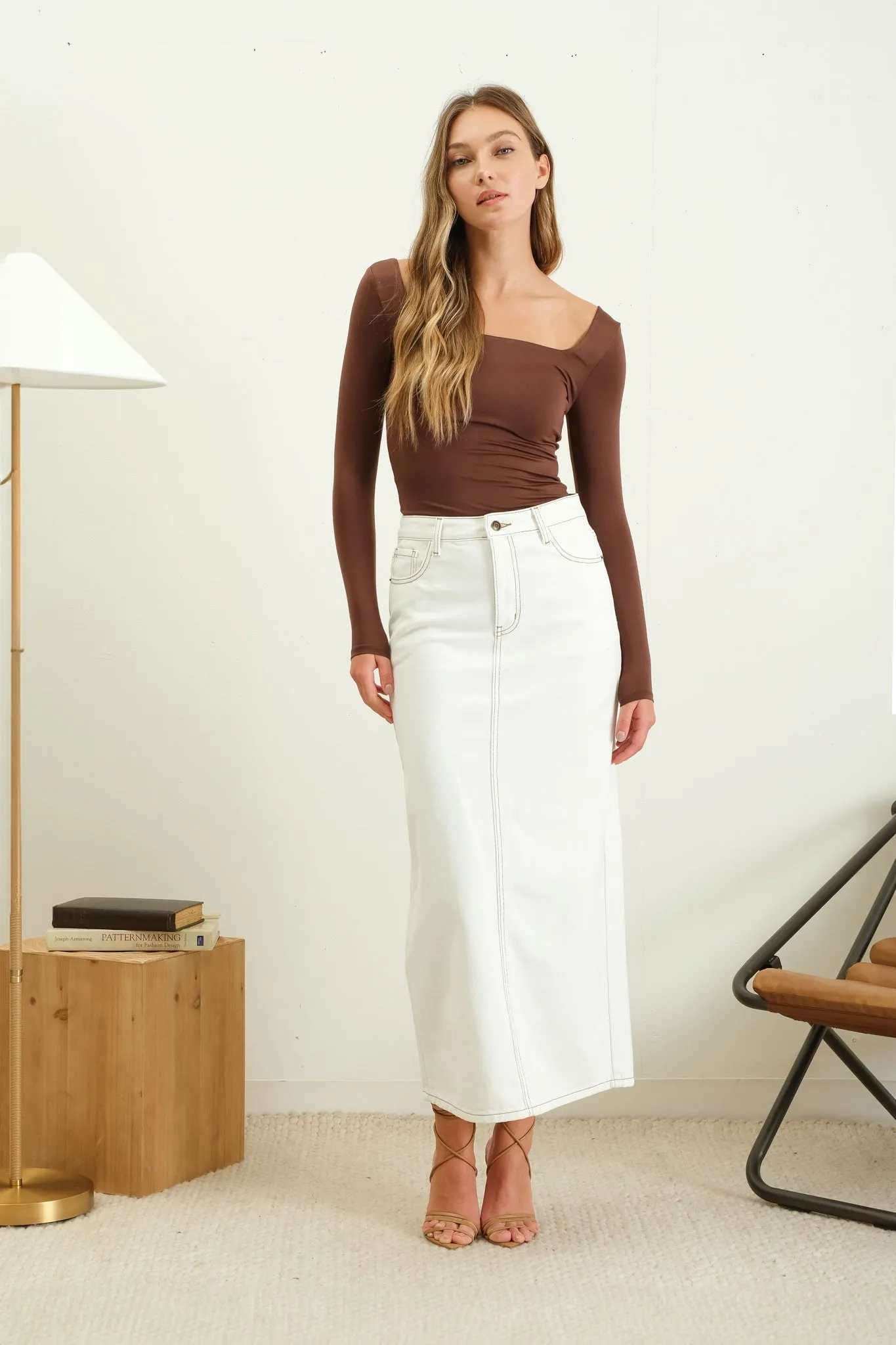 Charlotte Reversible Square Neck Long Sleeve Knit Top