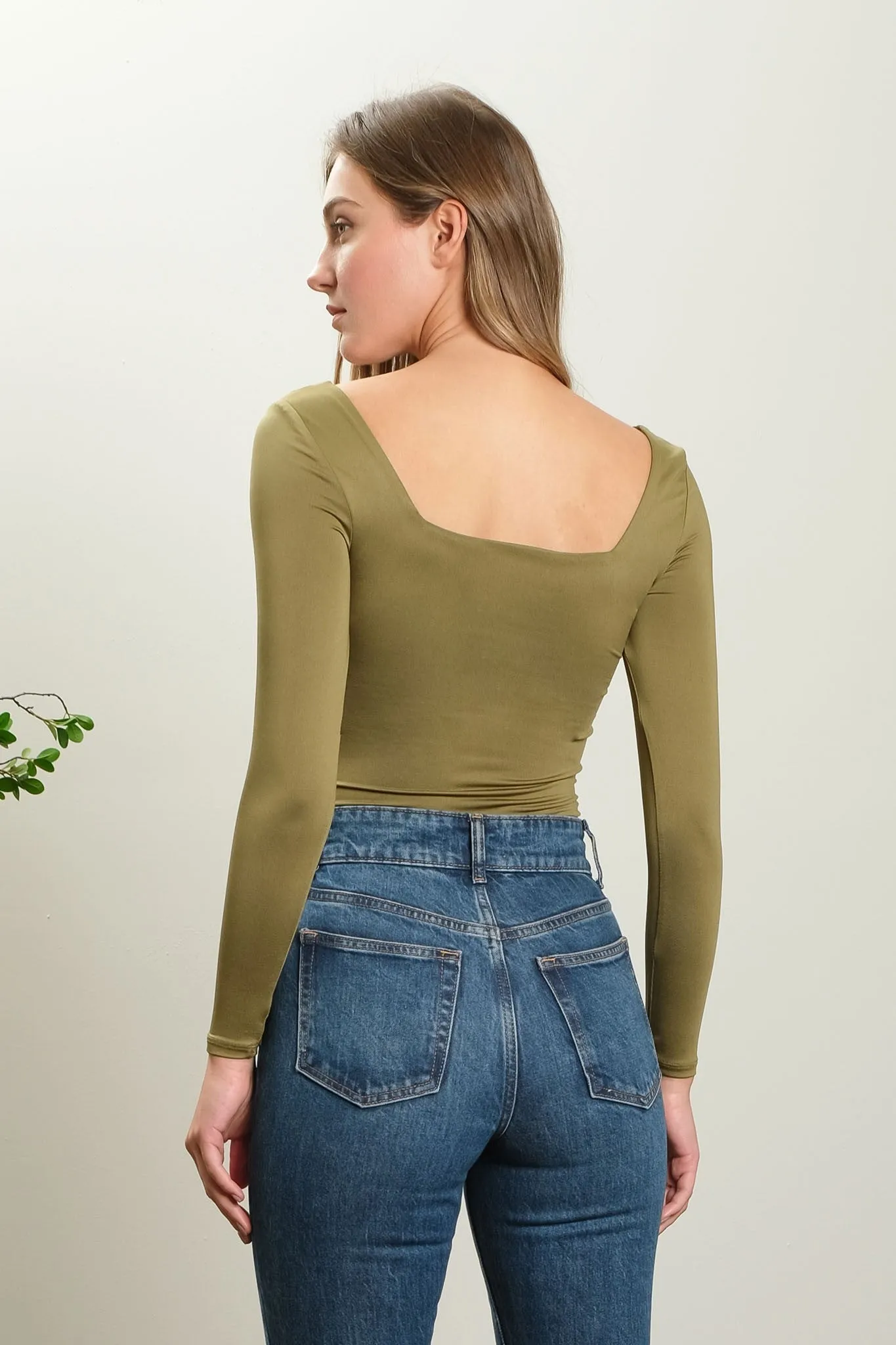 Charlotte Reversible Square Neck Long Sleeve Knit Top