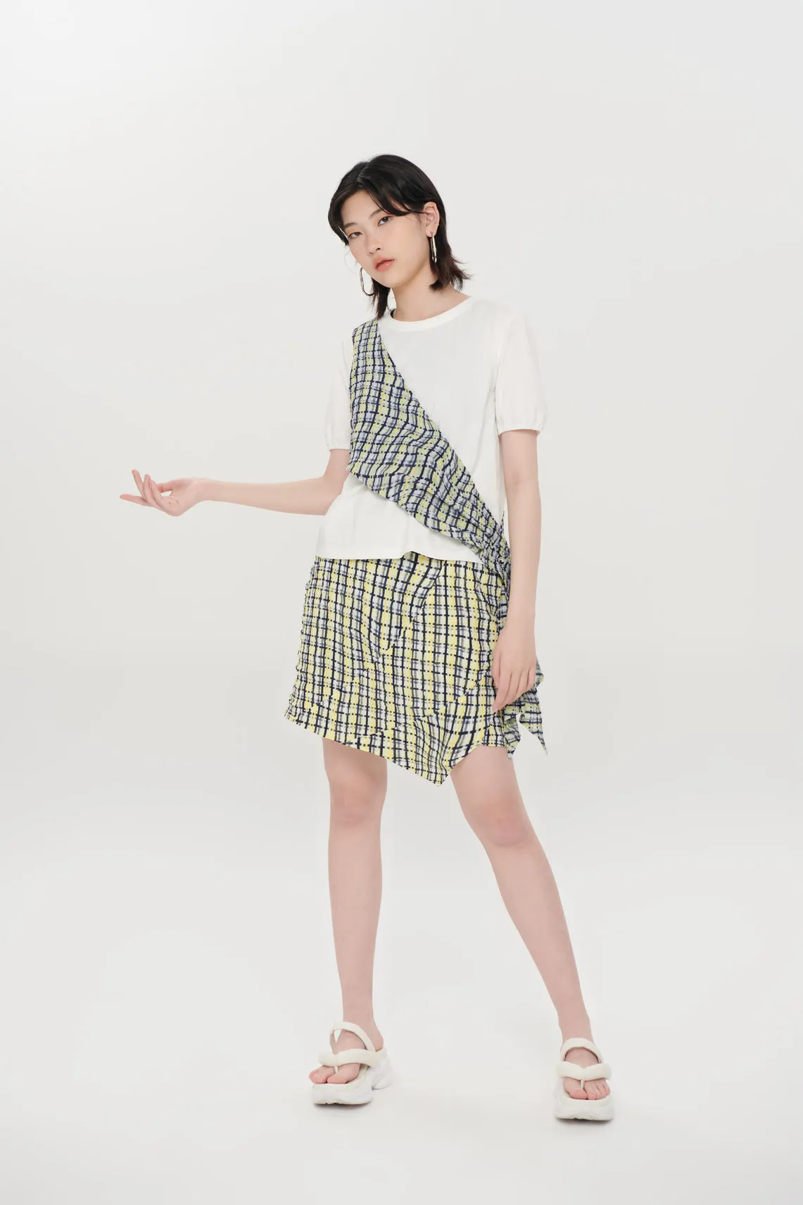 Checked Wrap Tee
