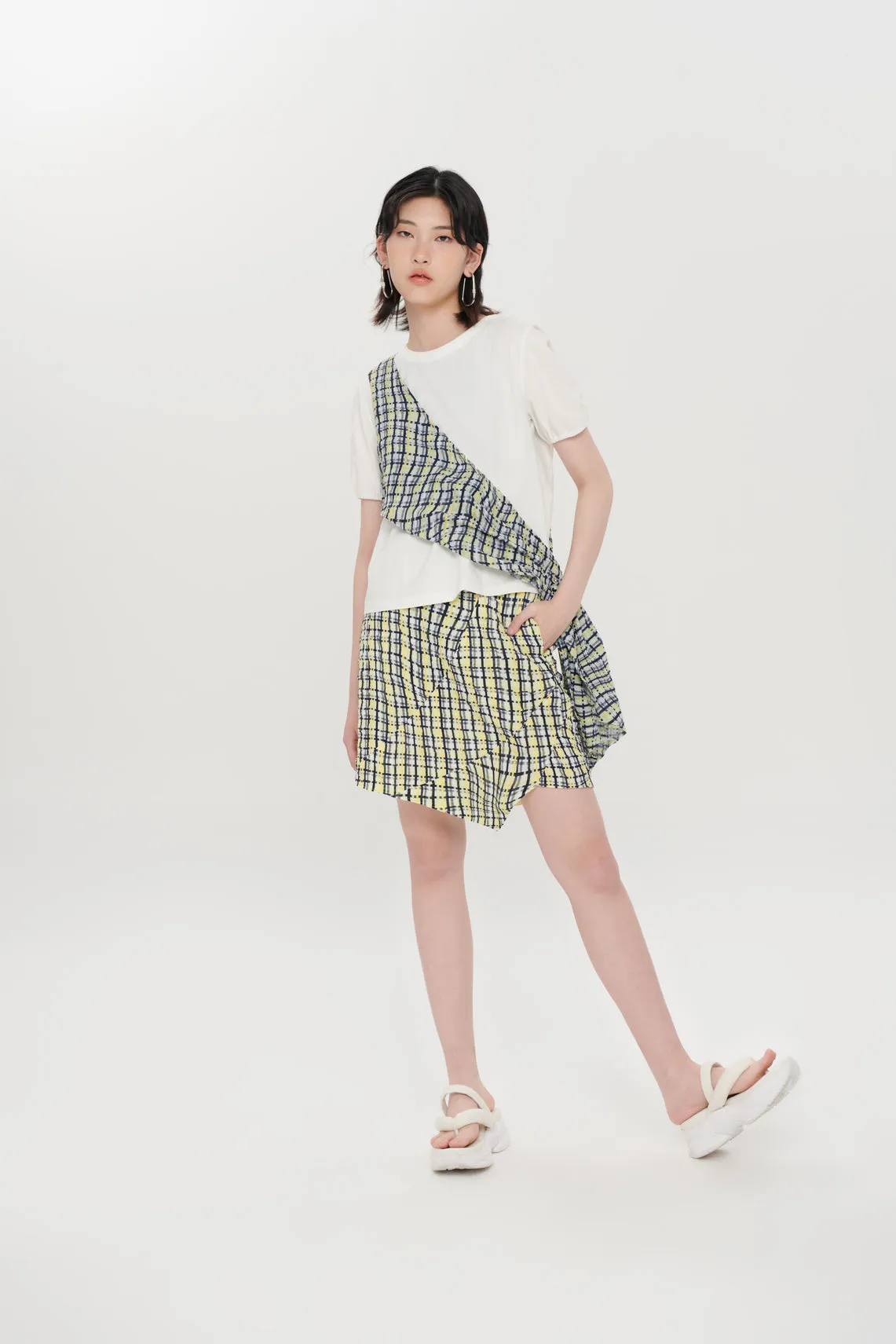 Checked Wrap Tee