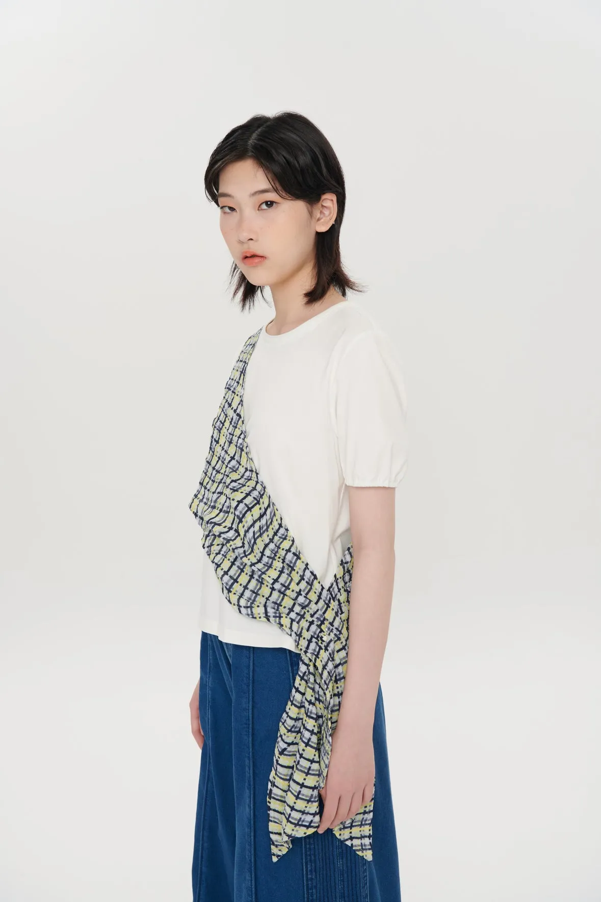 Checked Wrap Tee