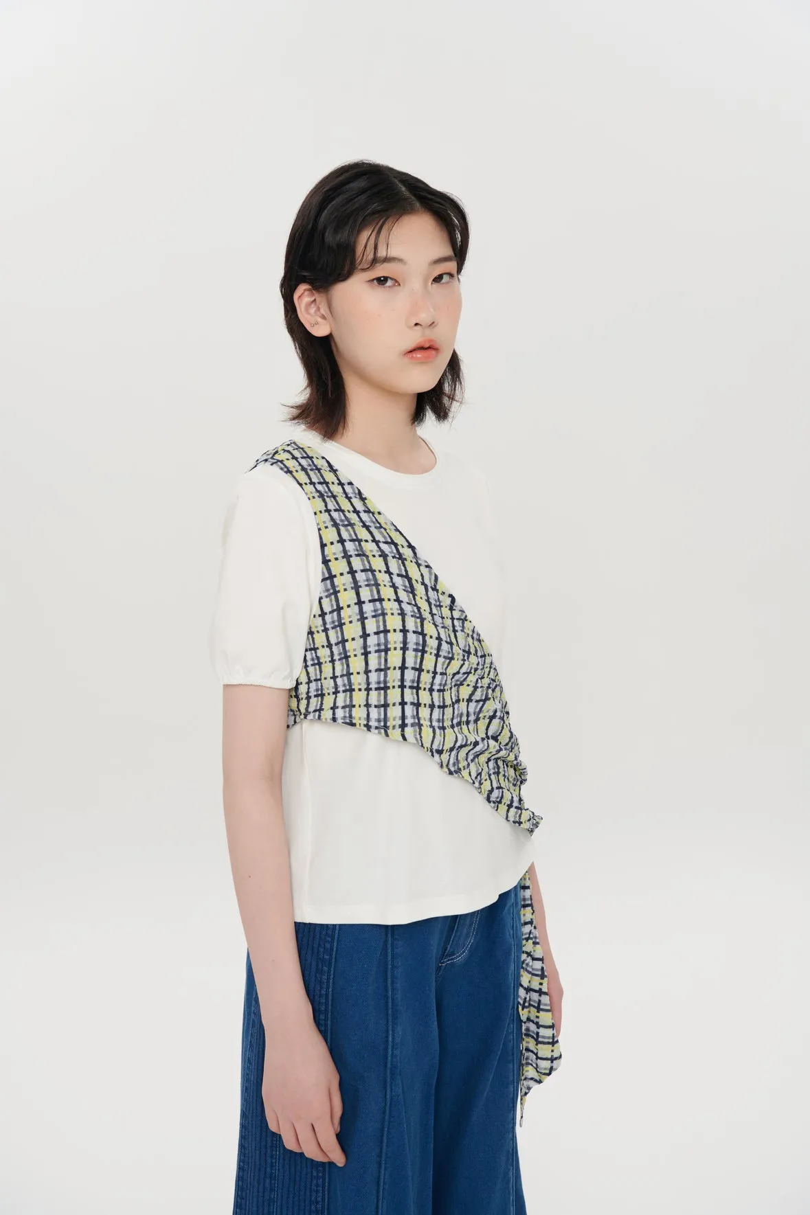 Checked Wrap Tee