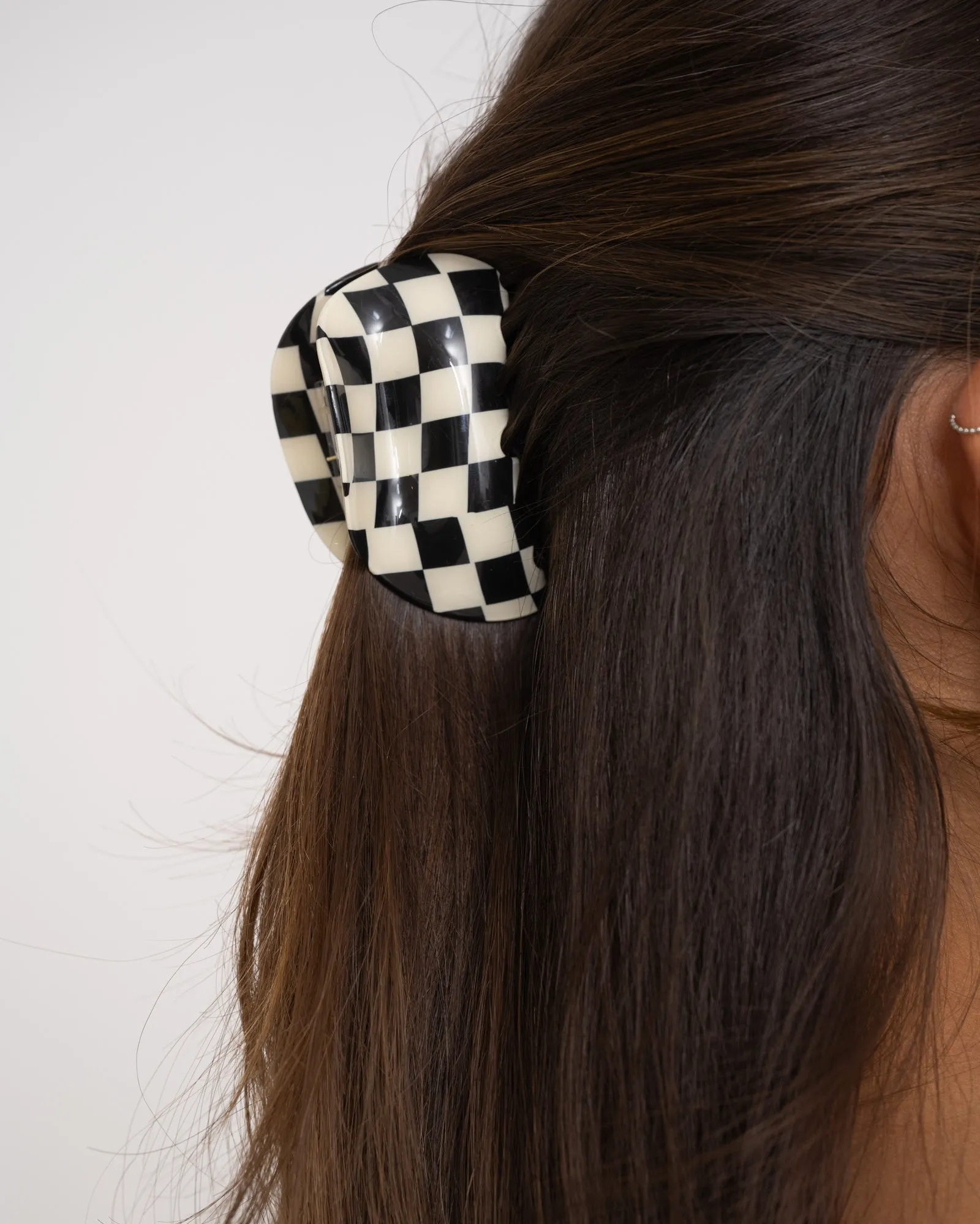 Claw Clip Checked Black White
