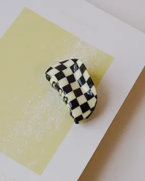 Claw Clip Checked Black White
