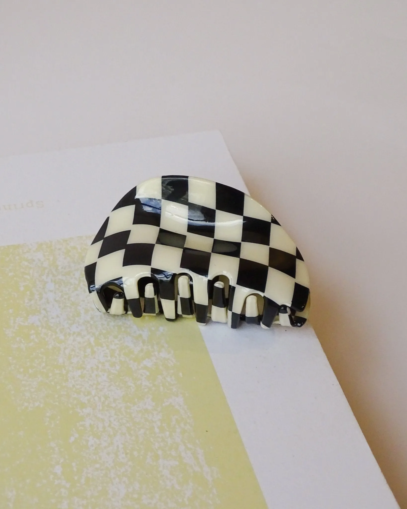 Claw Clip Checked Black White