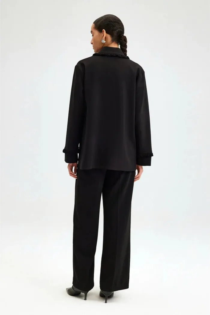 Crepe Shirt with Tassel Detail