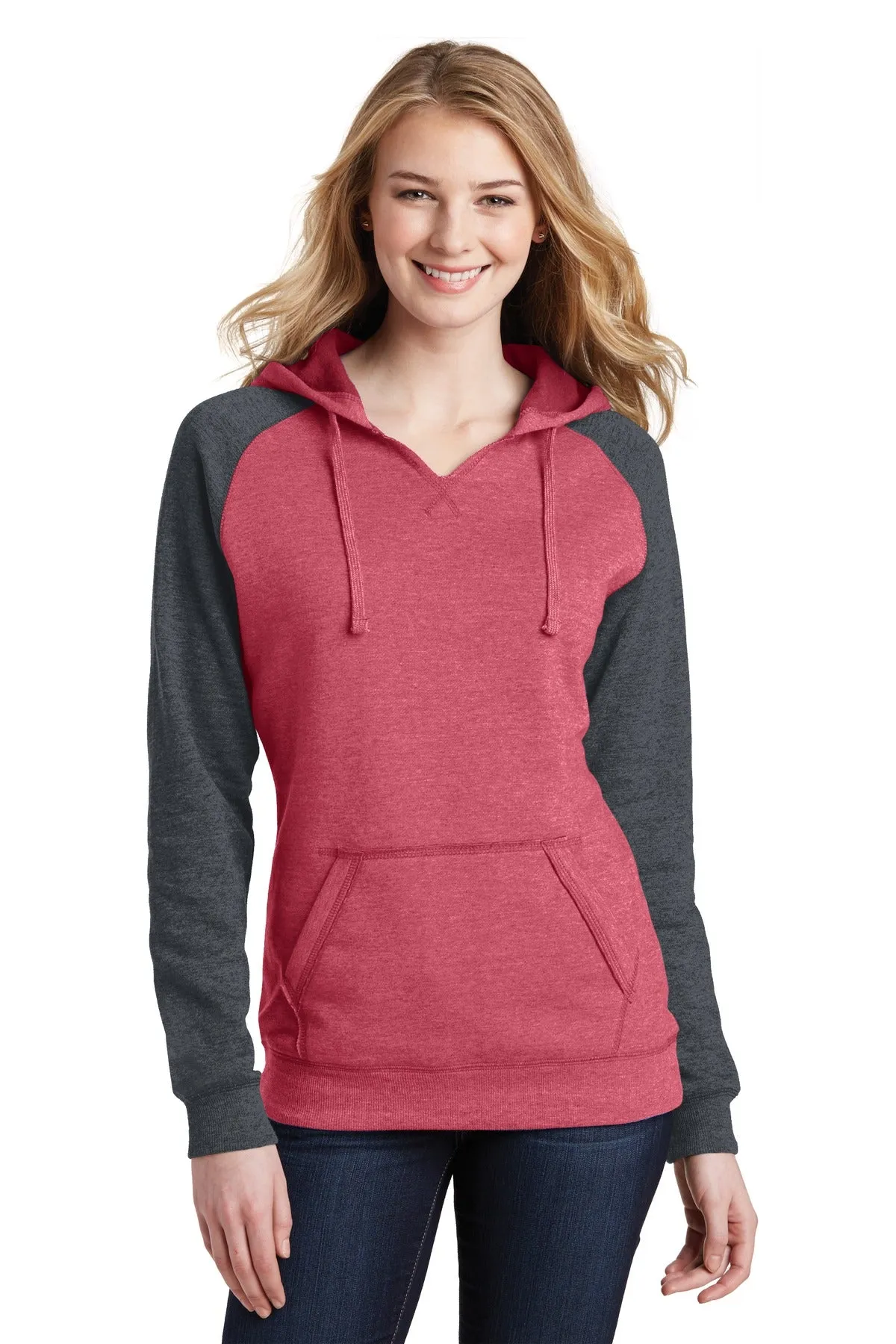 District Women's Lightweight Fleece Raglan Hoodie. DT296