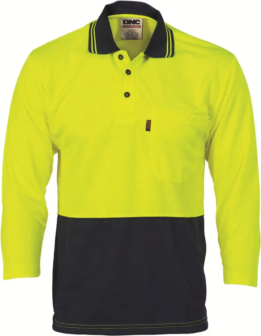 DNC Hi Vis Two Tone Cool Breathe Polo Shirt 3/4 Sleeve (3812)