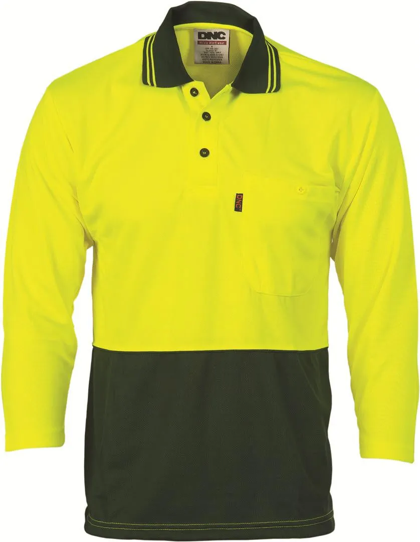 DNC Hi Vis Two Tone Cool Breathe Polo Shirt 3/4 Sleeve (3812)