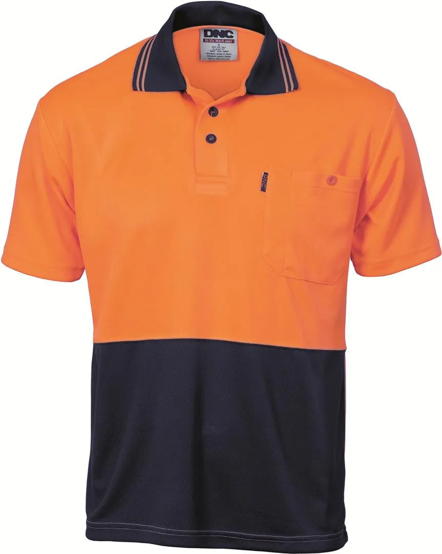 DNC Hi Vis Two Tone Cool Breathe Polo Shirt Short Sleeve (3811)-3 Pack