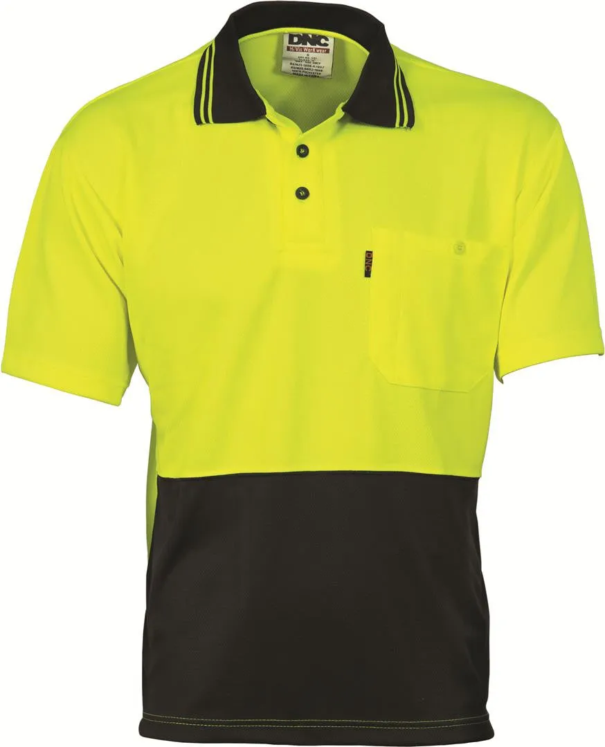 DNC Hi Vis Two Tone Cool Breathe Polo Shirt Short Sleeve (3811)-3 Pack